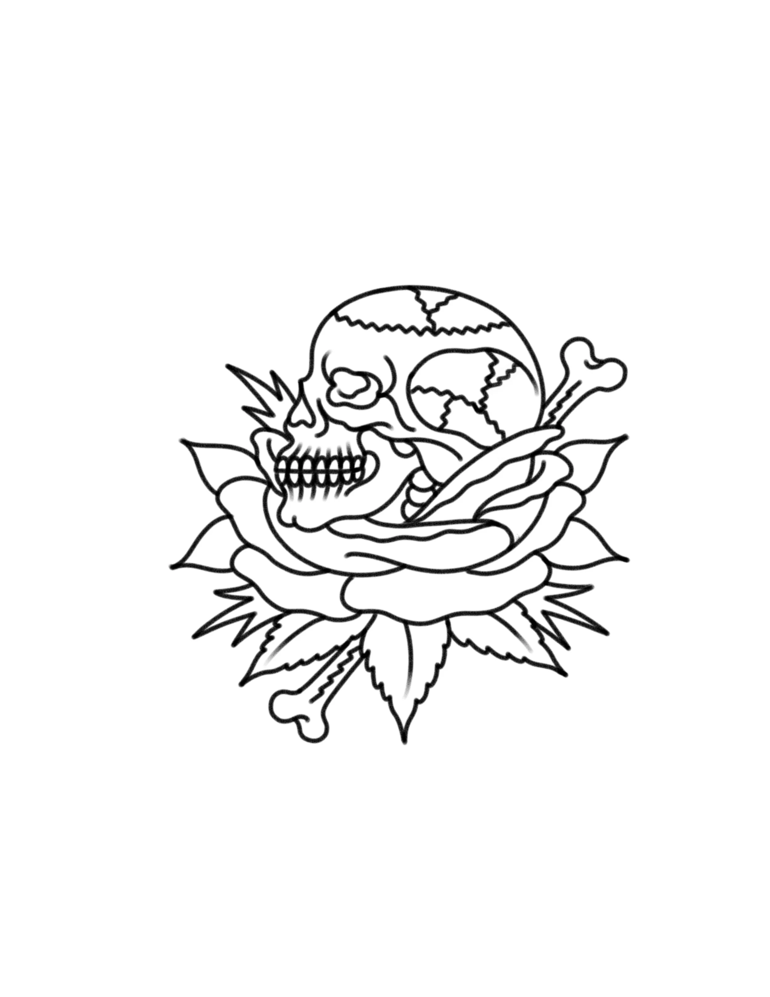 Skull & Orange Rose 2