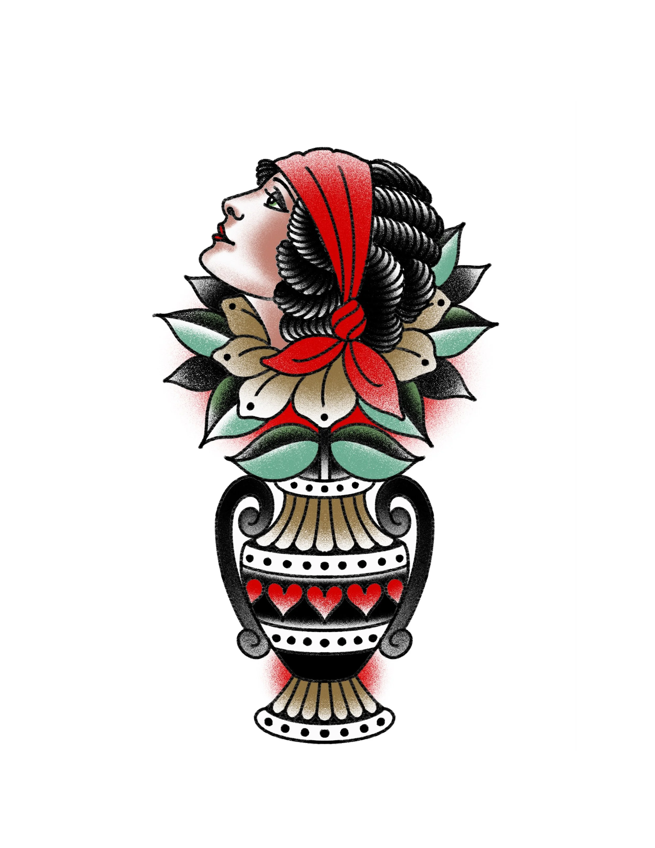 Vase/flower/lady