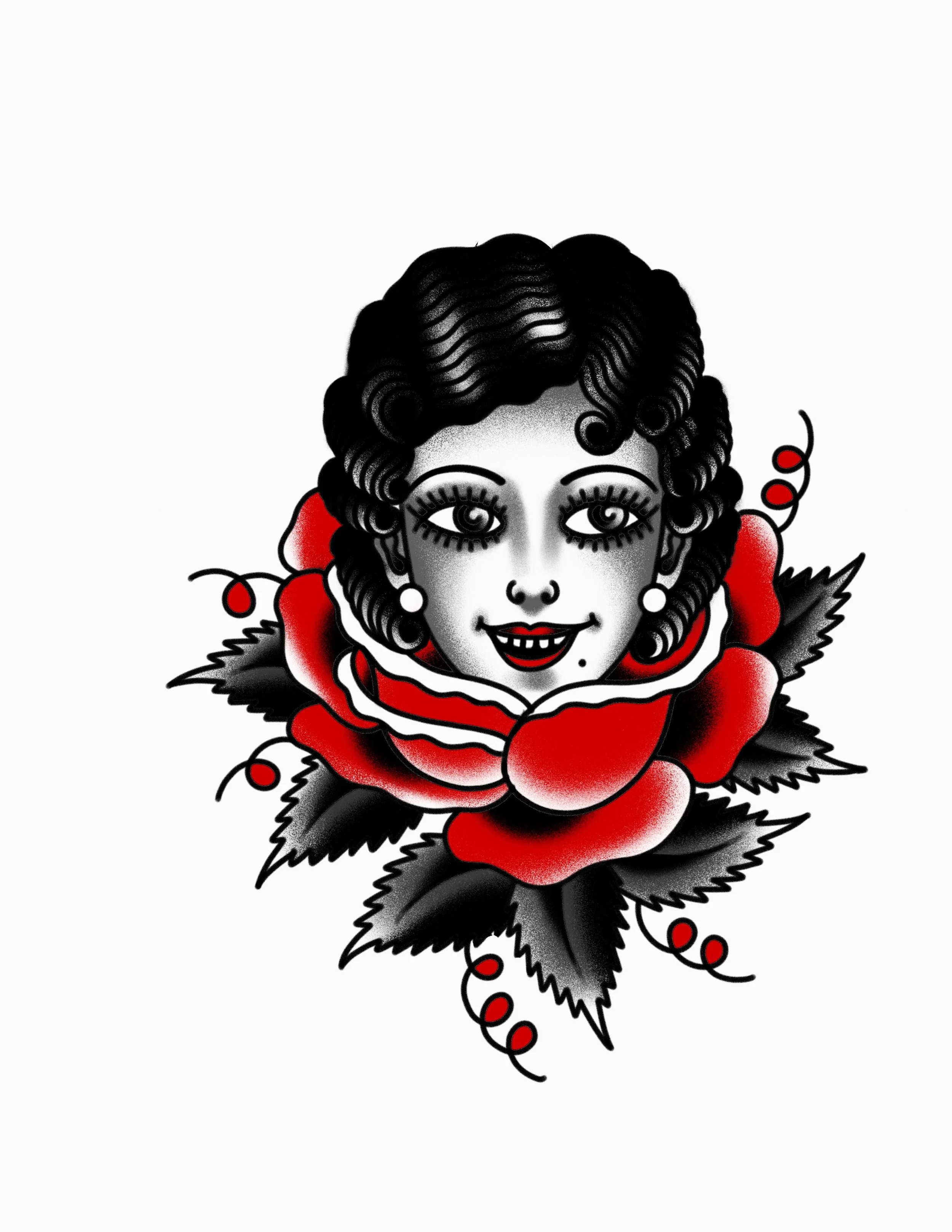 Black & Red Rose Lady 1