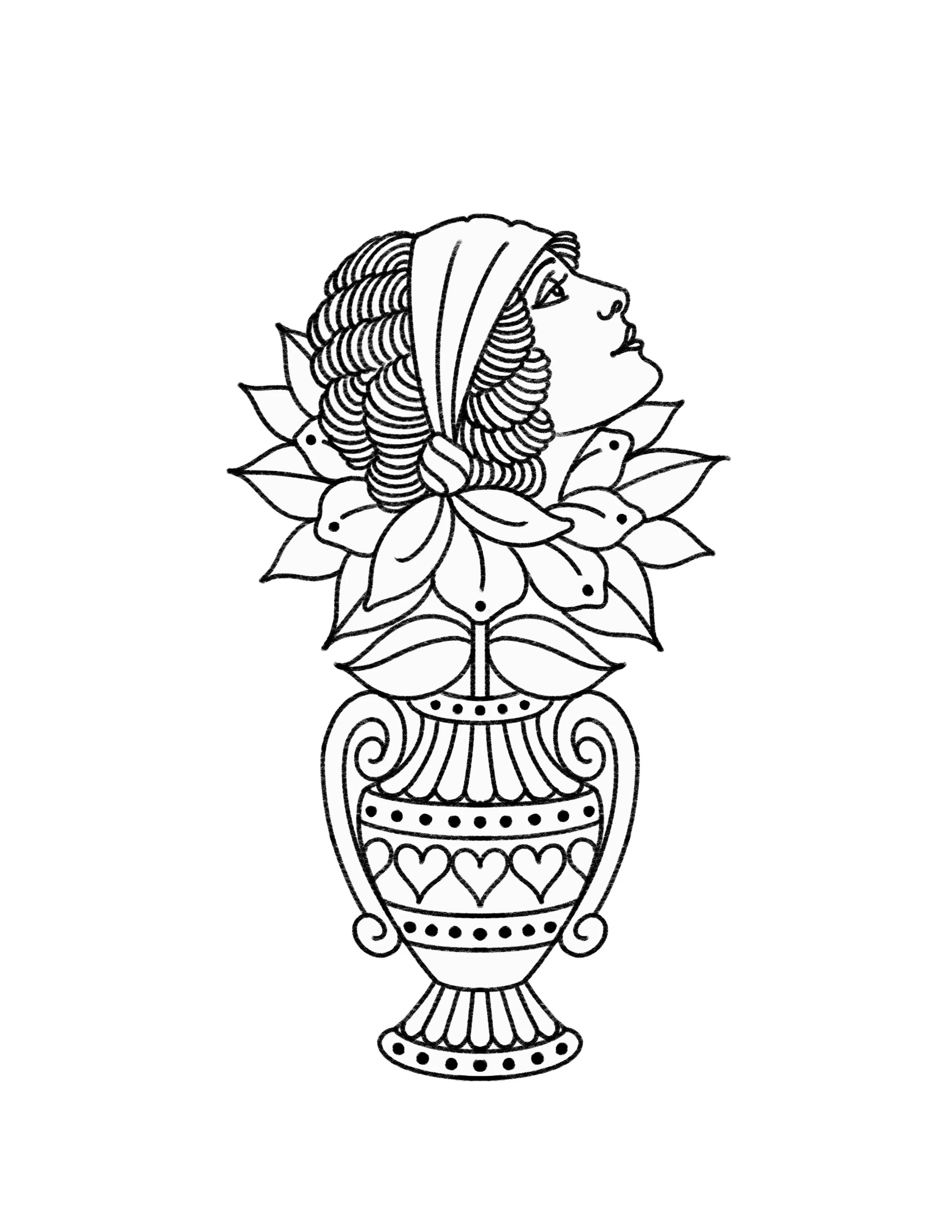Vase/flower/lady