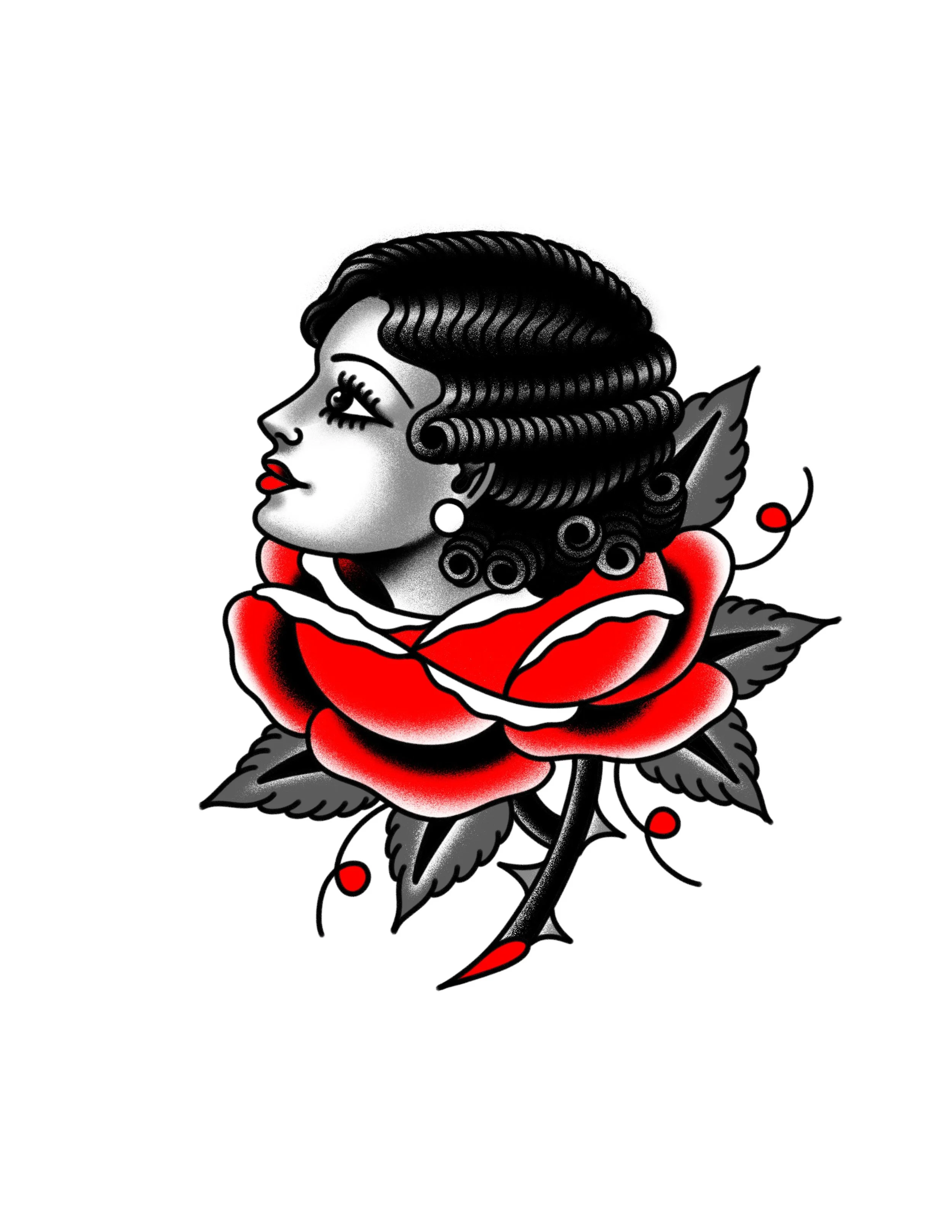 Black & Red Rose Lady 3