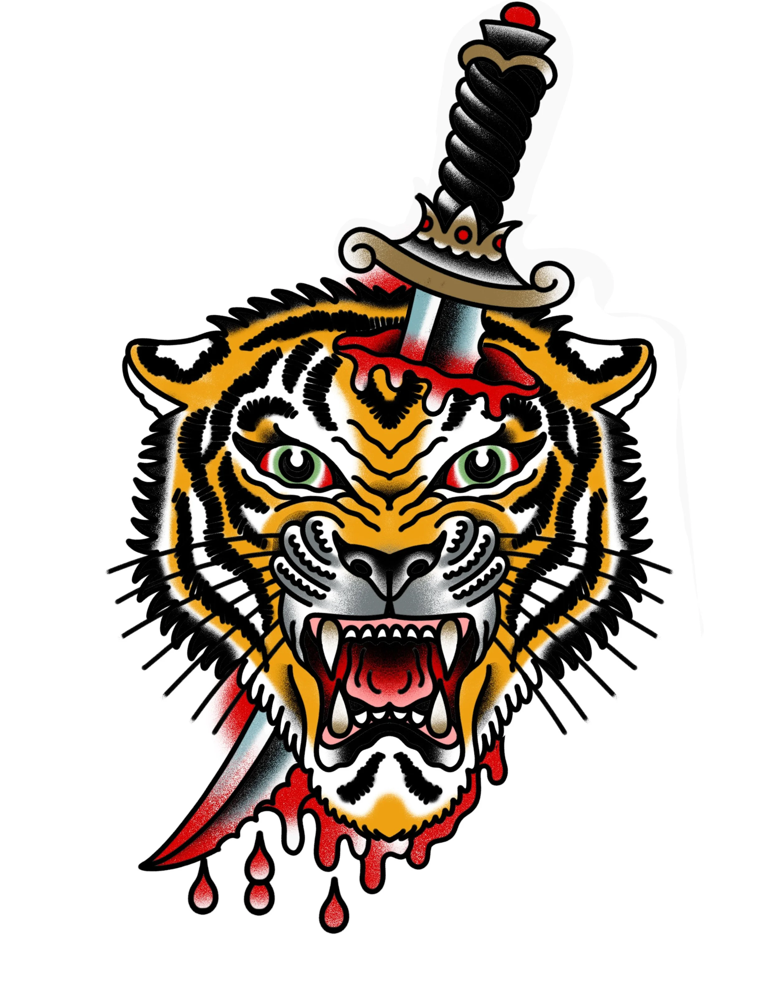 Tiger head and knife