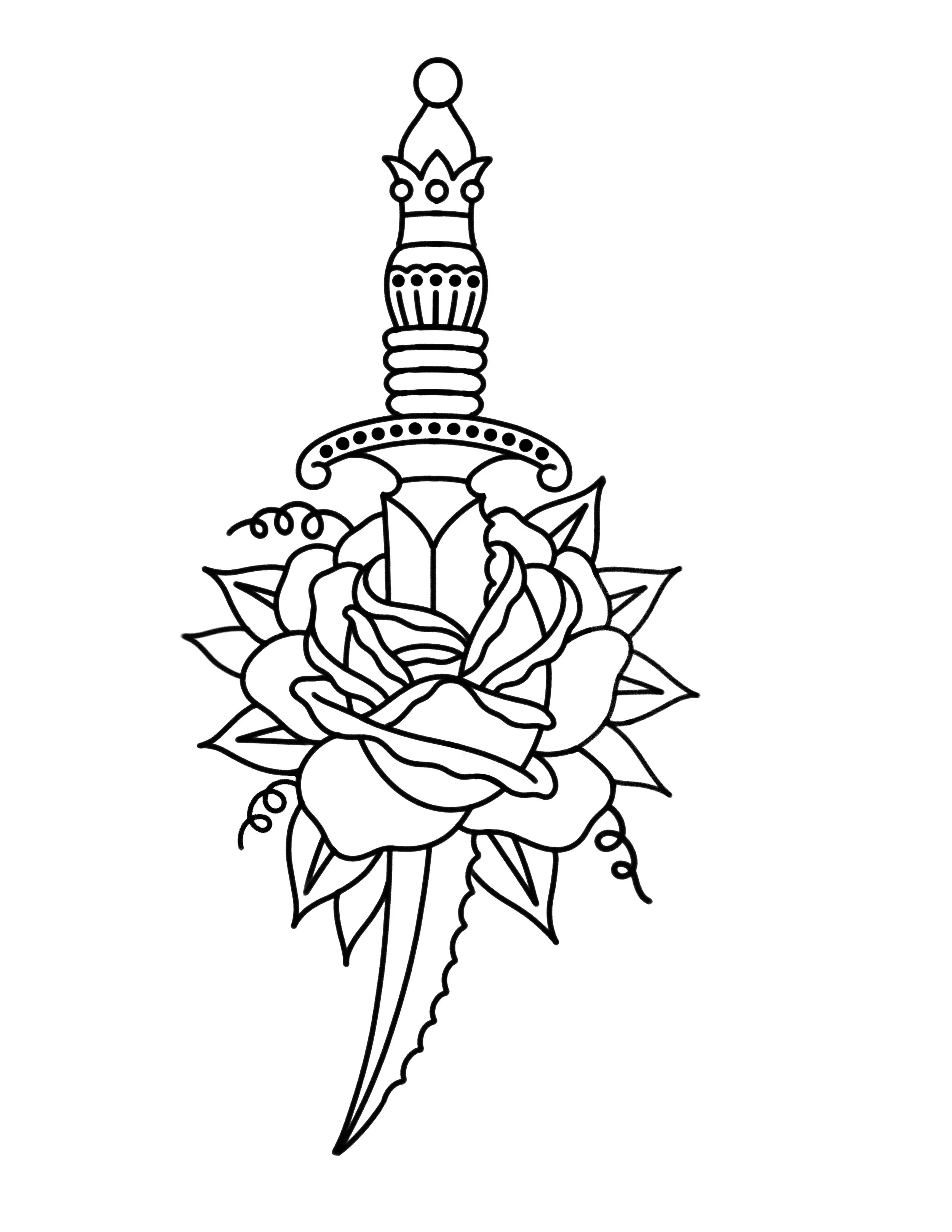 Serrated Dagger & Rose

