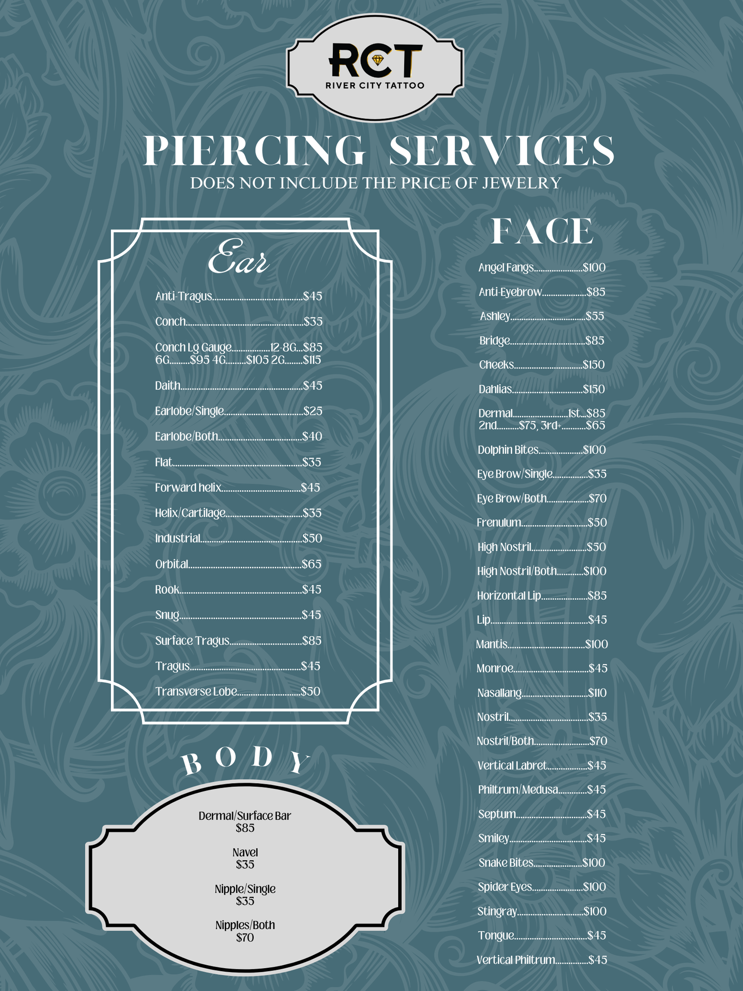 PIERCING — River City Tattoo & Piercing Co | ENIGMA STUDIOS