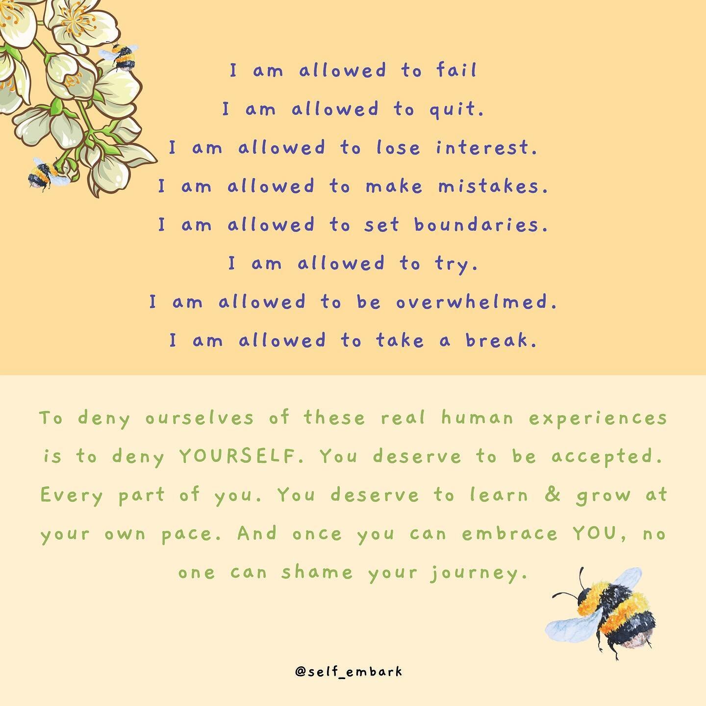 Give yourself permission to not be your best self all the time. Give yourself permission to not have to be positive all the time. You are allowed to be, feel, and embrace what feels right to you, even if it&rsquo;s something someone has shamed you fo
