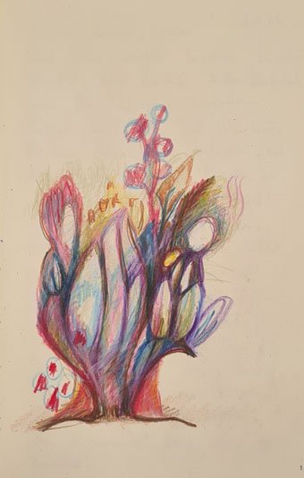 Zeichnung buntes blumiges Feuer