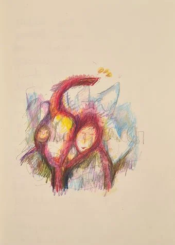 Herz mit Figuren, wie Kinderzeichnung