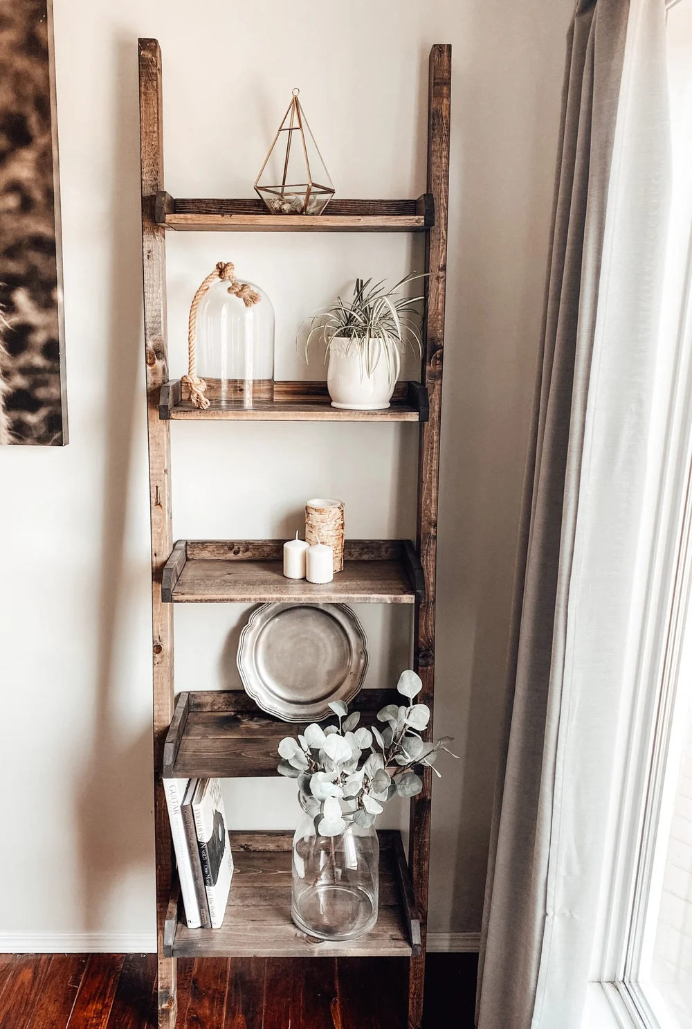 Rustic farmhouse 2024 ladder shelf