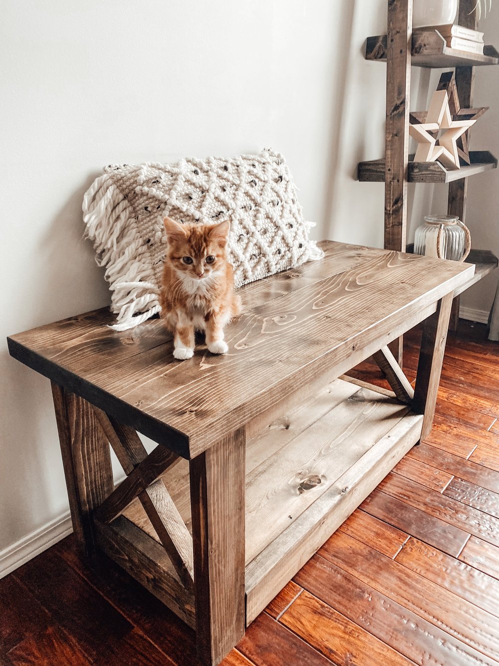 Farmhouse Bench Entryway Bench Solid Wood Small Black Bench 30