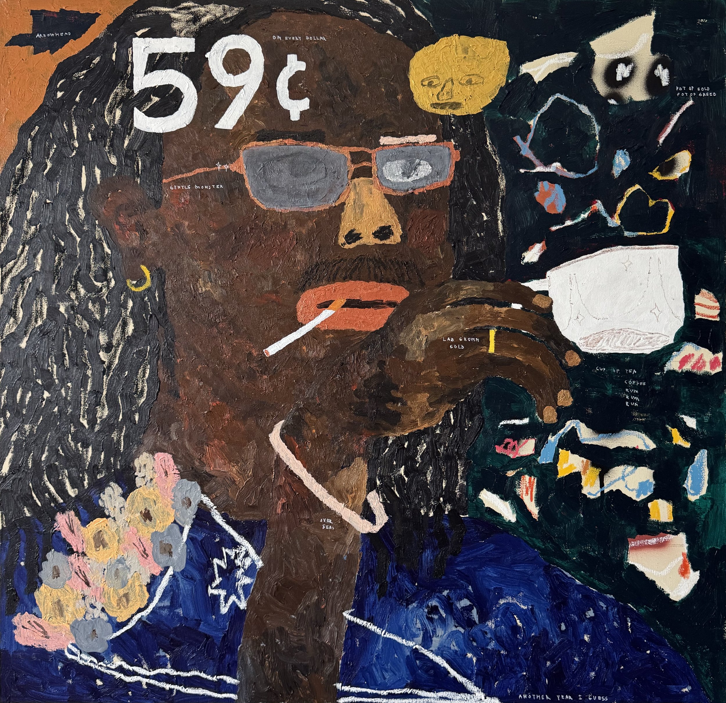 self portrait; year six, 36x36 in