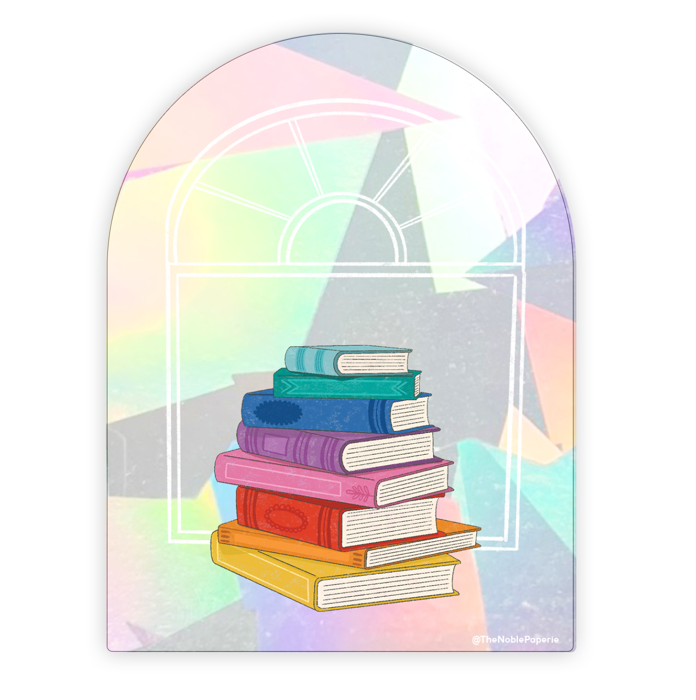 Rainbow Book Stack Suncatcher Window Decal