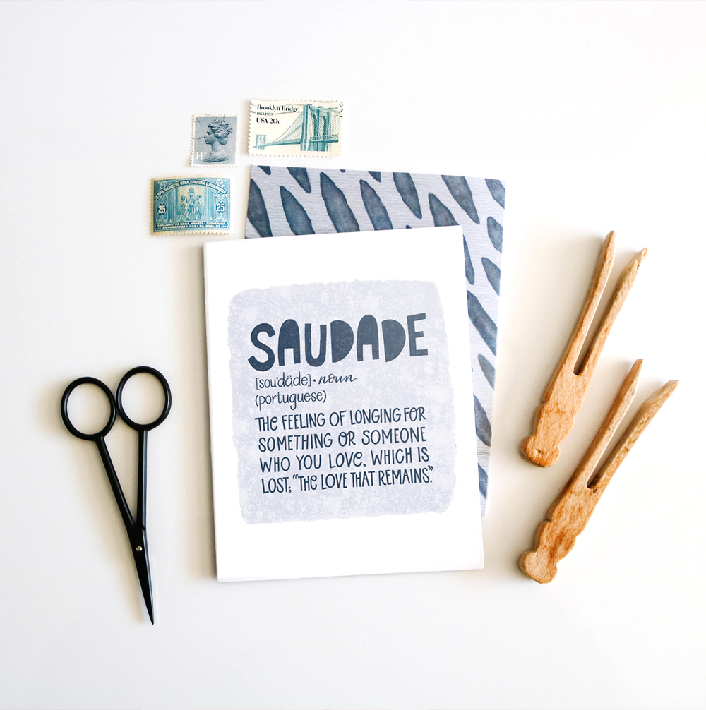 Saudade - Portuguese Word Definition | Greeting Card