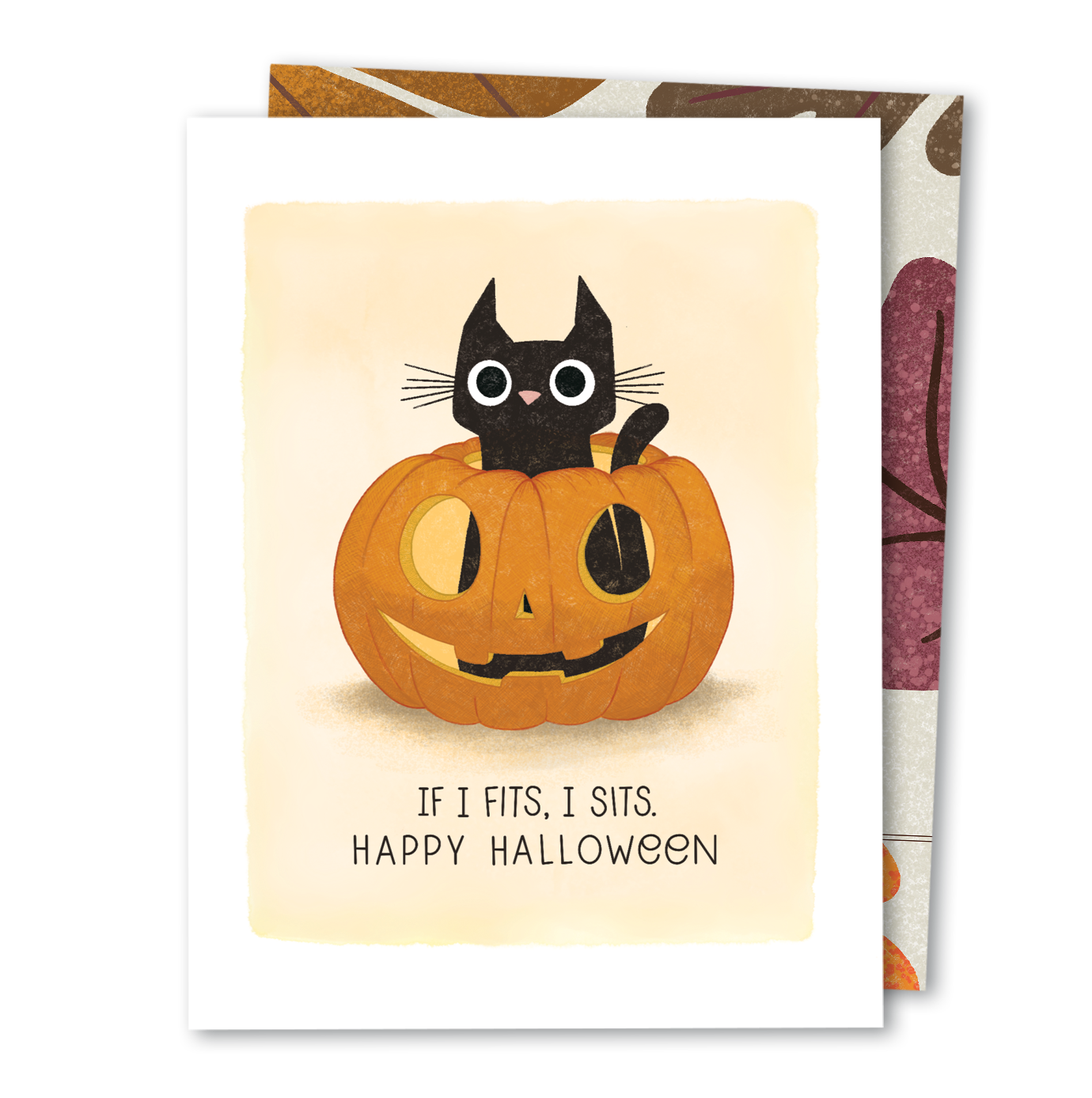 If I Fits, I Sits – Black Cat Halloween Card for Cat Lovers
