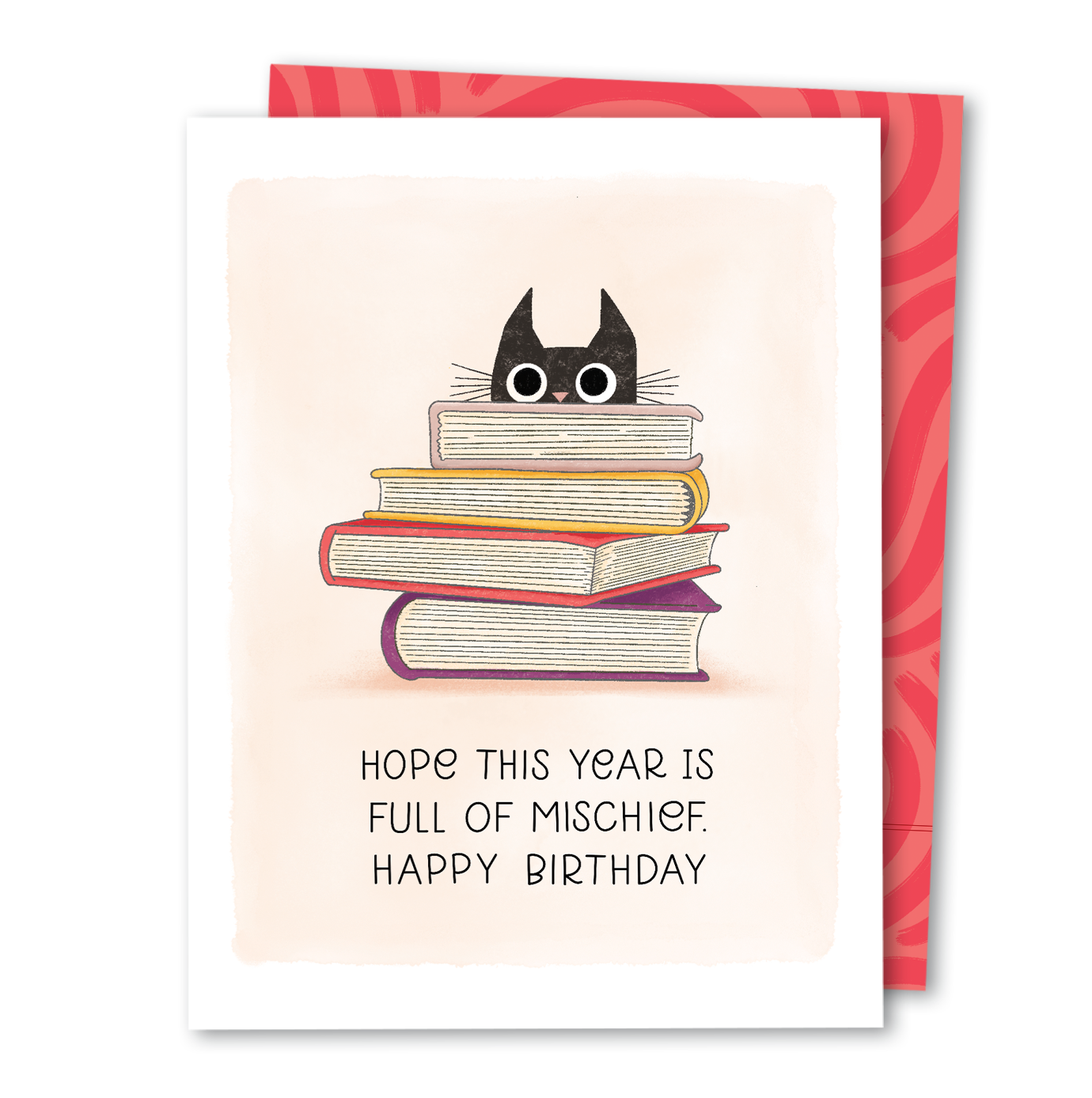 Mischievous Bookish Cat Birthday Card