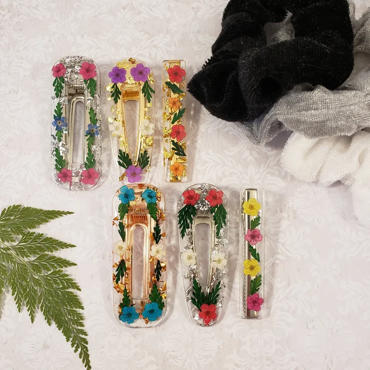 Custom Resin Flower Hair Clips