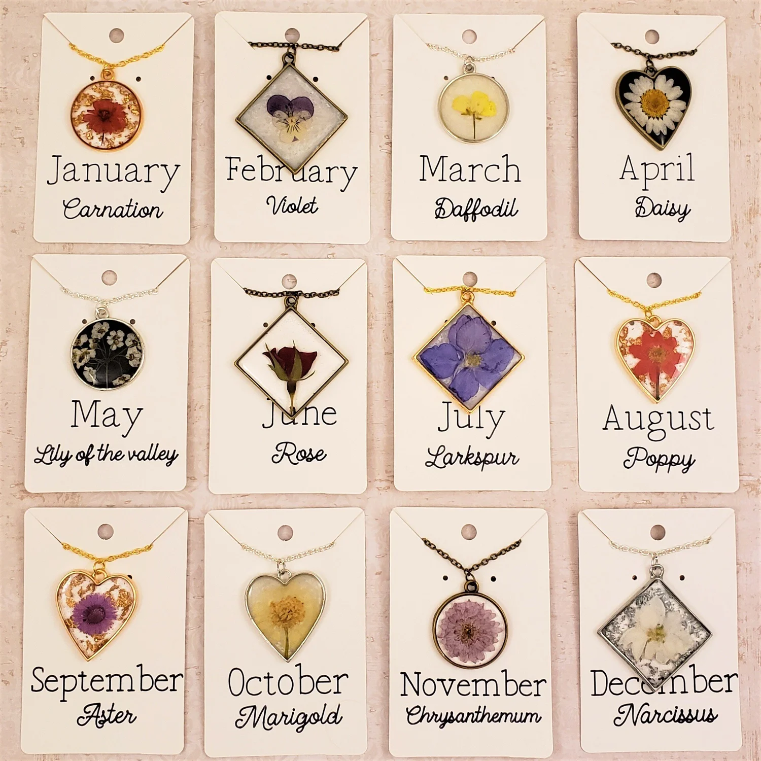 Birth Month Flower Necklace