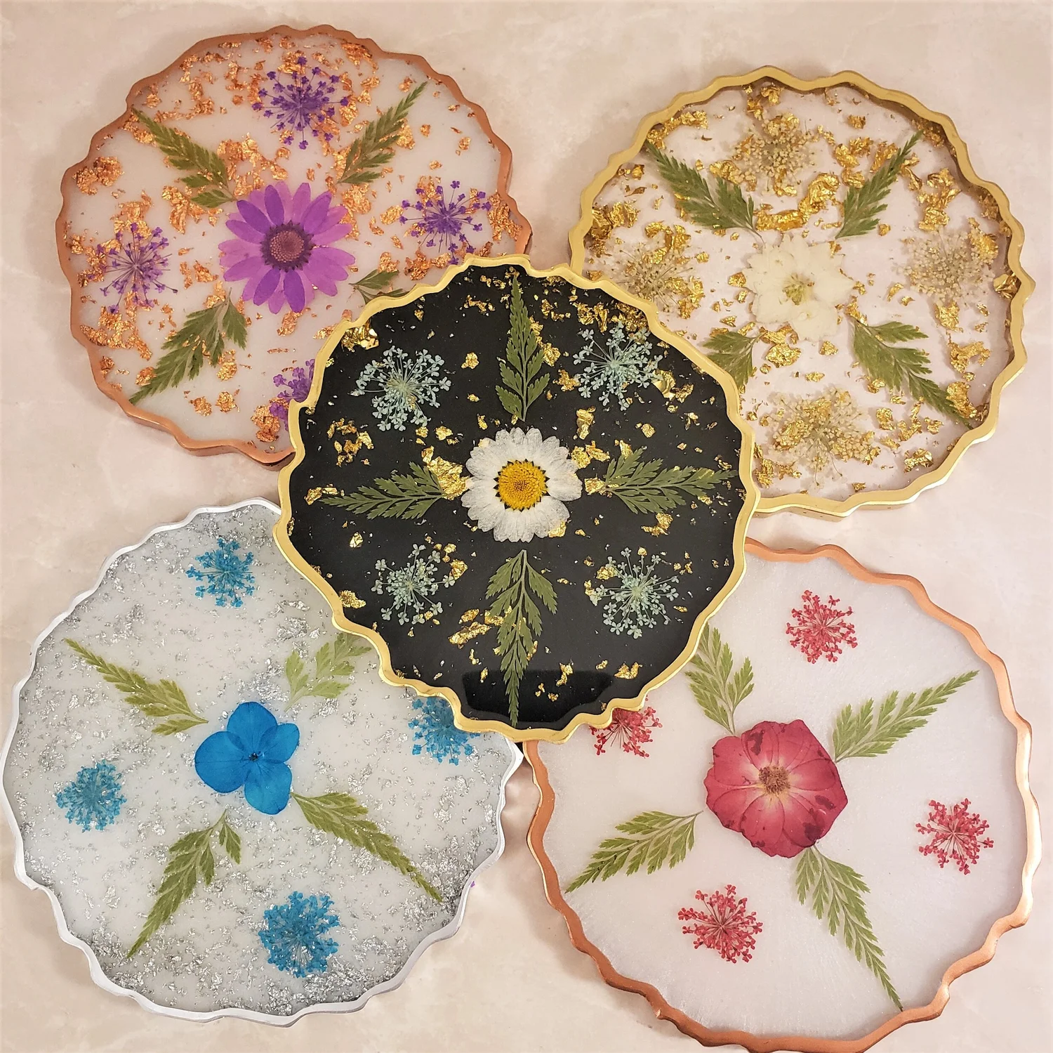 Custom resin Flower Coasters