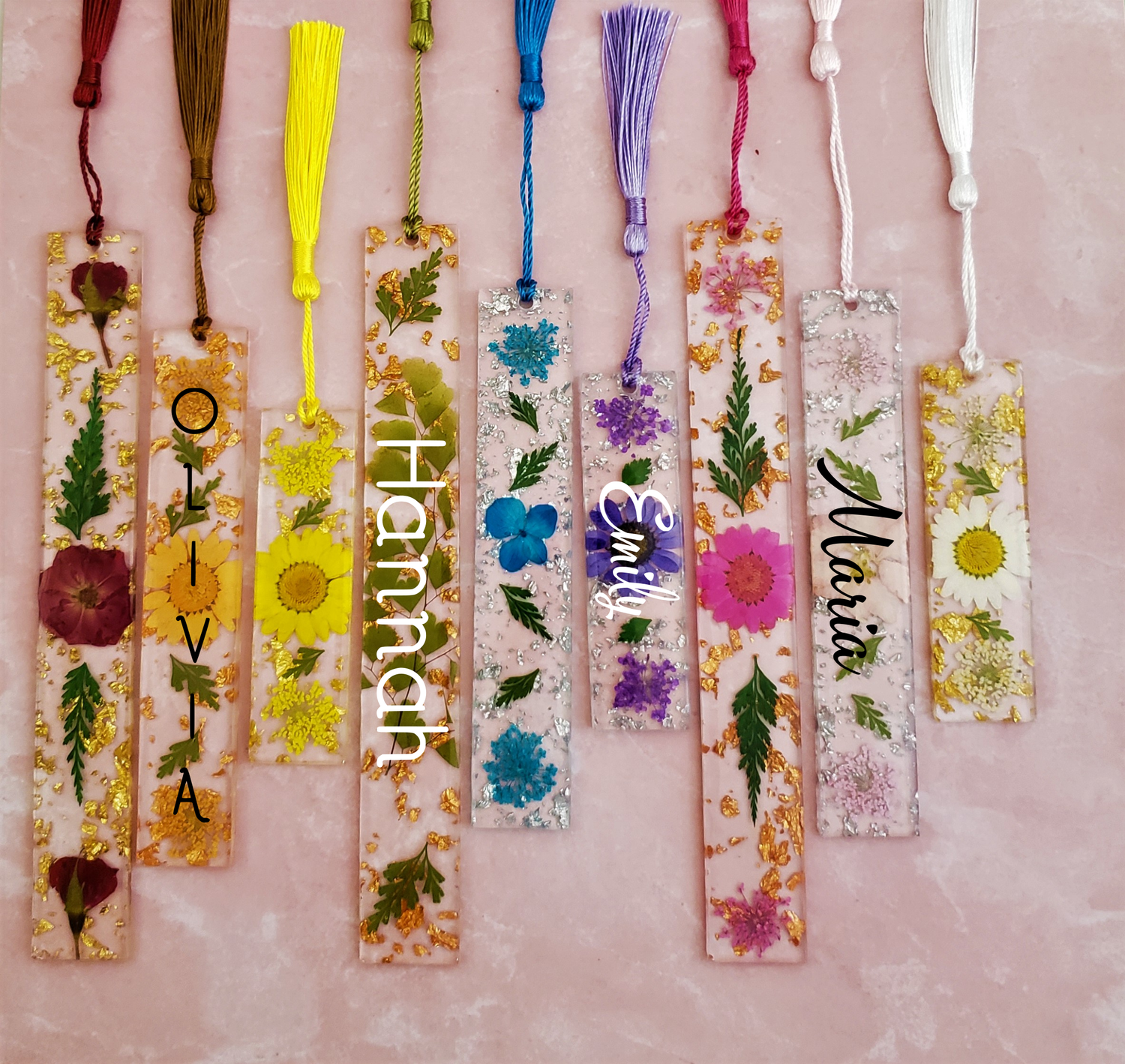 Custom Flower Resin Bookmark