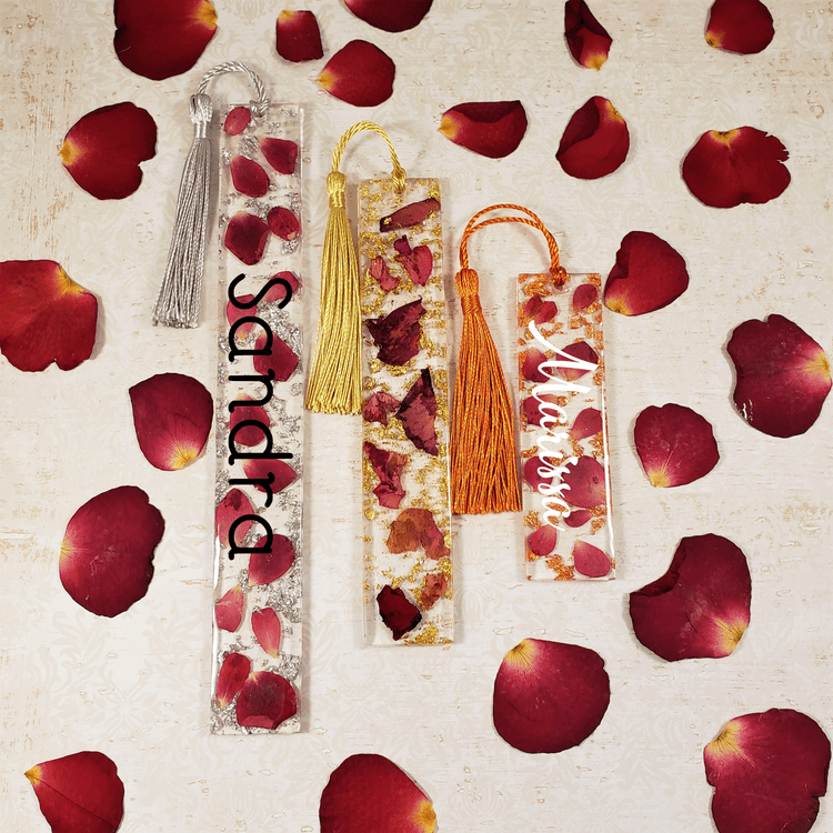 Custom Rose Petal Resin Bookmarks