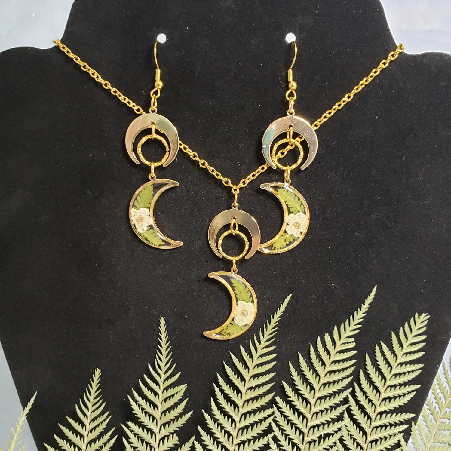 Custom Moon Flower Earrings / Necklace