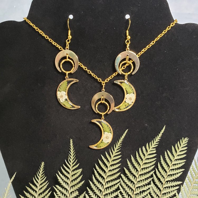 Custom Moon Flower Earrings / Necklace