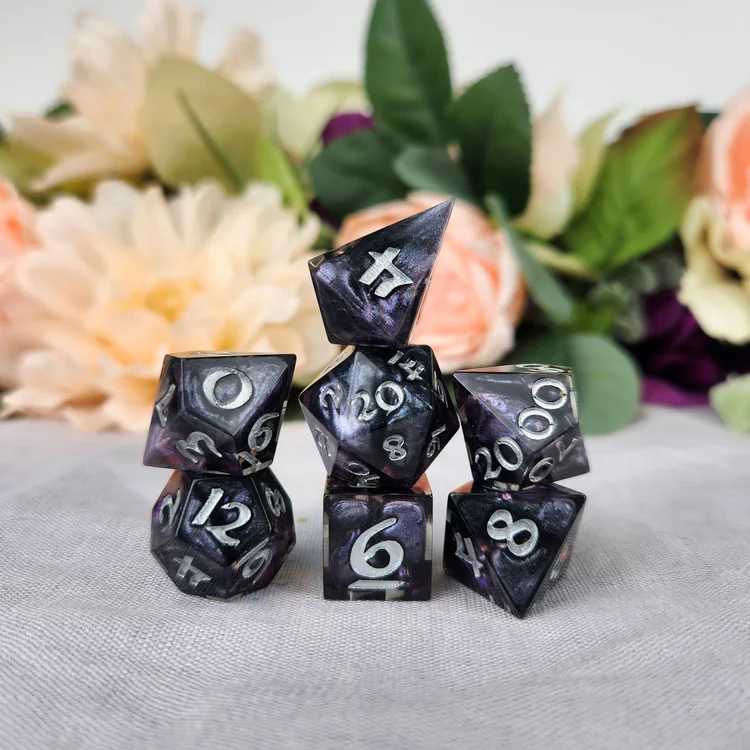 Purple & black Handmade Polyhedral Dice Set