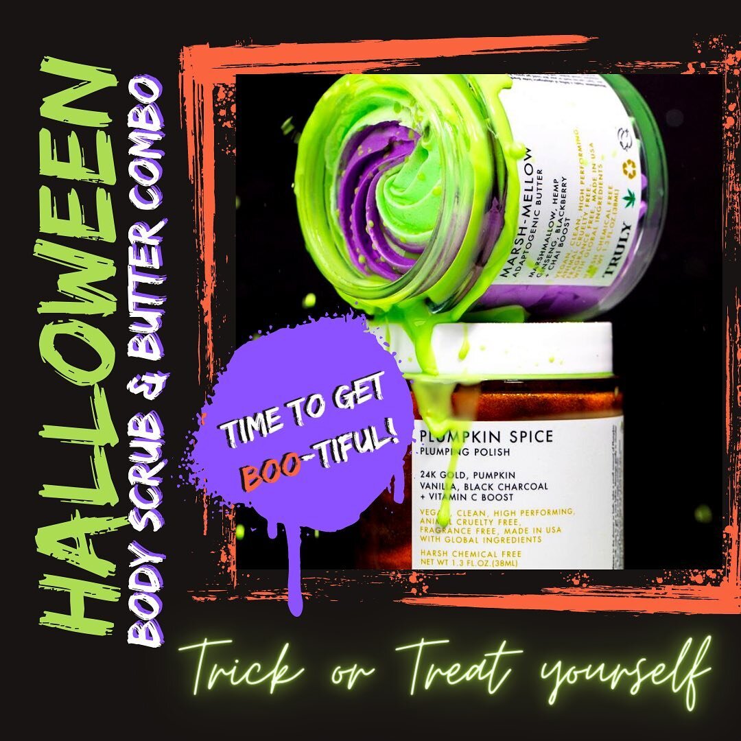 Miss out on our Potion Class, but still wanna feel like a Bad Witch? This bundle will have you feeling all ready for the season! 

🦇100% That Witch ✨
✨CBD Massage 👻

🎃PLUMPKIN SPICE 
Plumping Body Polish :
✨Not your basic PSL, this has got 24k Gol