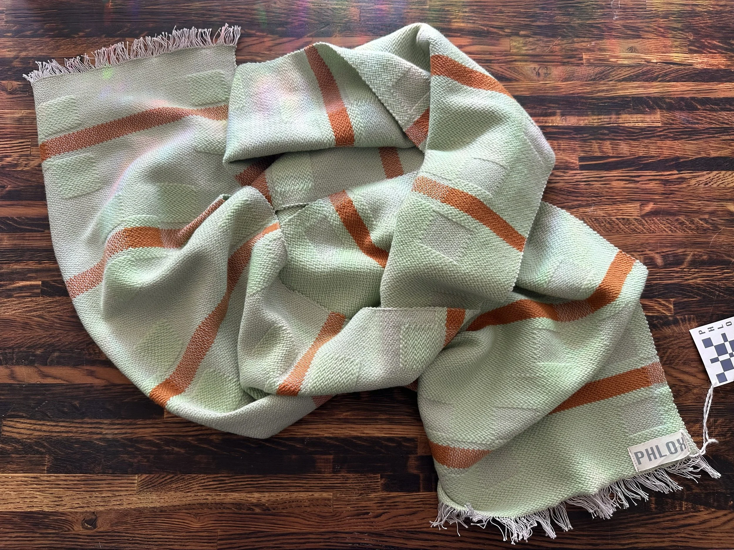 Wrap scarf - Sea grass and caramel (20” x 85”)