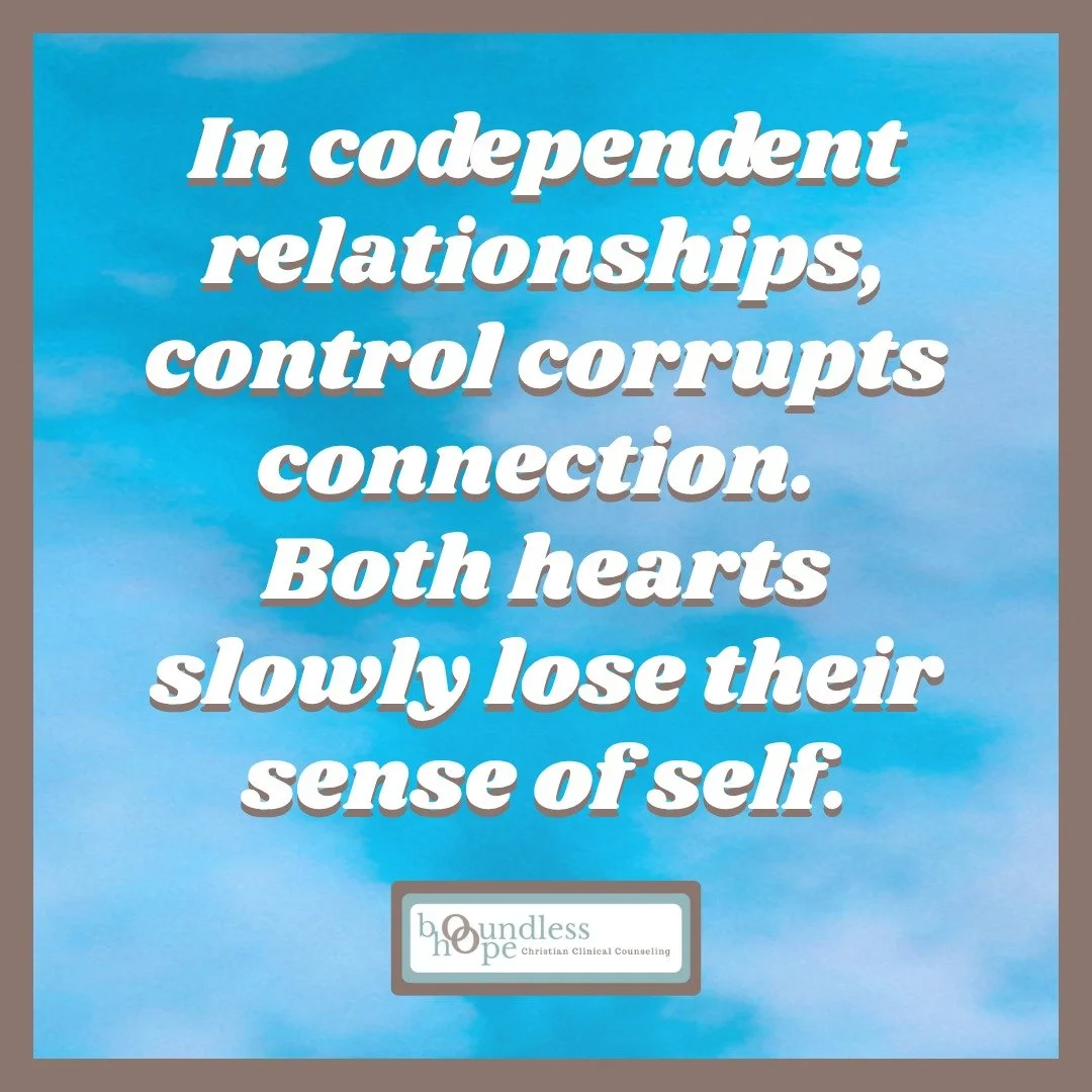 Codependent relationships are painful for both people. The one who is dependent or in need may feel trapped or incapable of growth. The one doing the caretaking may feel lonely, resentful, or invisible. Love becomes a transaction instead of a sanctua