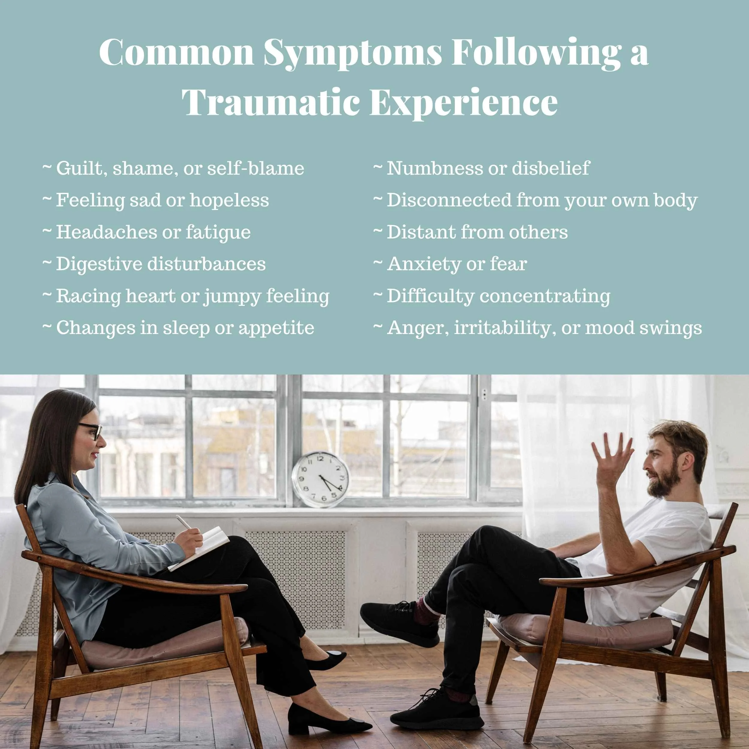 Possible trauma symptoms: Numbness, confusion, difficulty concentrating, anger, mood swings, anxiety, self-blame, headaches, fatigue, digestive disturbances, changes in sleep or appetite - Trauma Counseling at Boundless Hope Counseling in FL