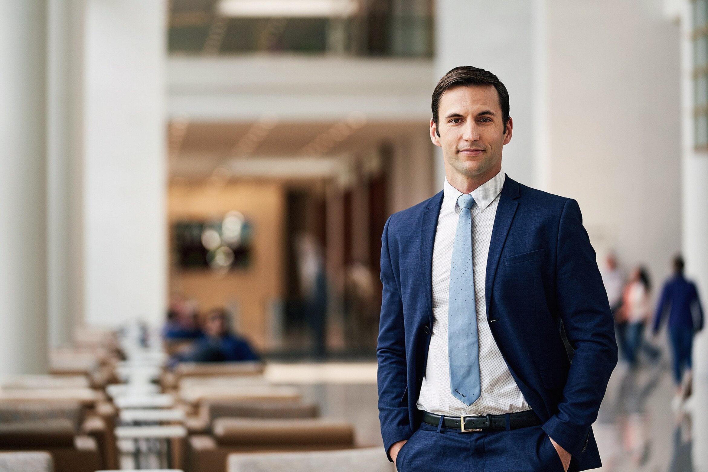Executive portrait of senior business leader photographed on location in corporate headquarters environment.