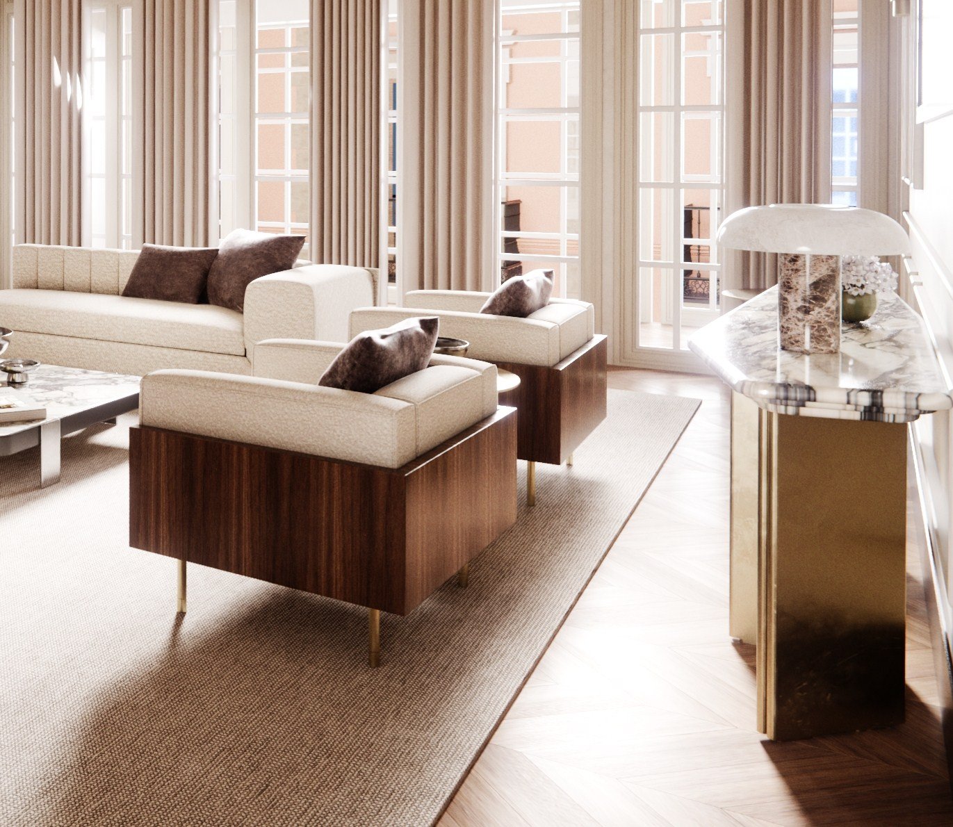 Proyecto de interiorismo en el corazón del distrito de moda de Madrid, resguardado por un edificio neoclásico.