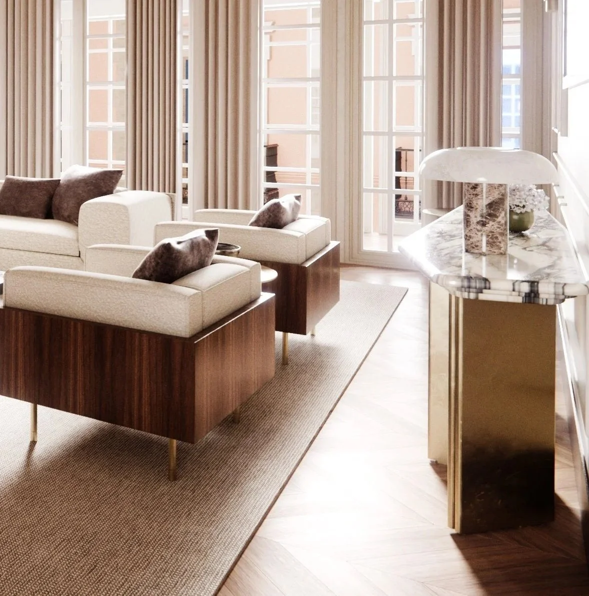 Proyecto de interiorismo en el corazón del distrito de moda de Madrid, resguardado por un edificio neoclásico.