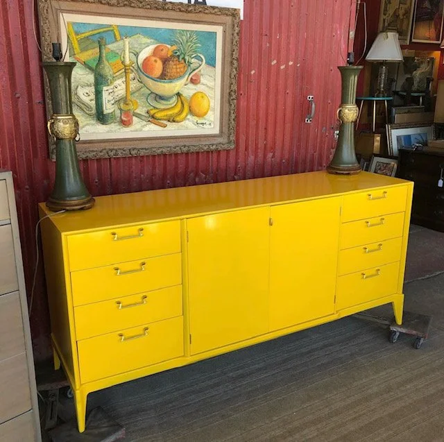 Yellow mid-century credenza with