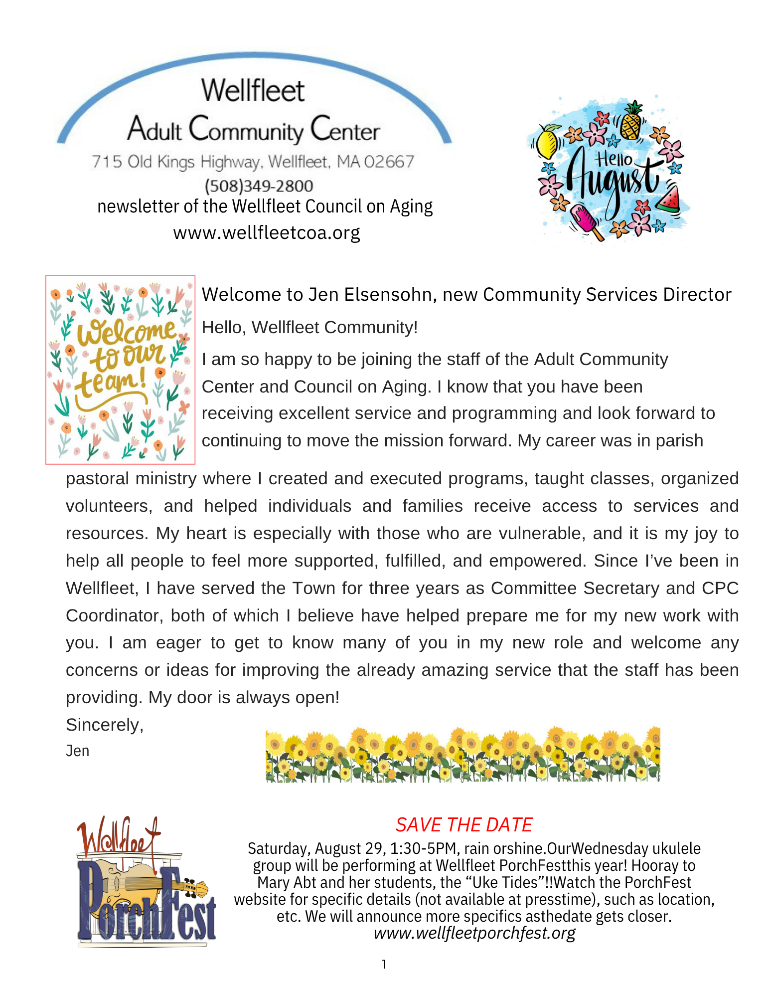 August 2026 Newsletter