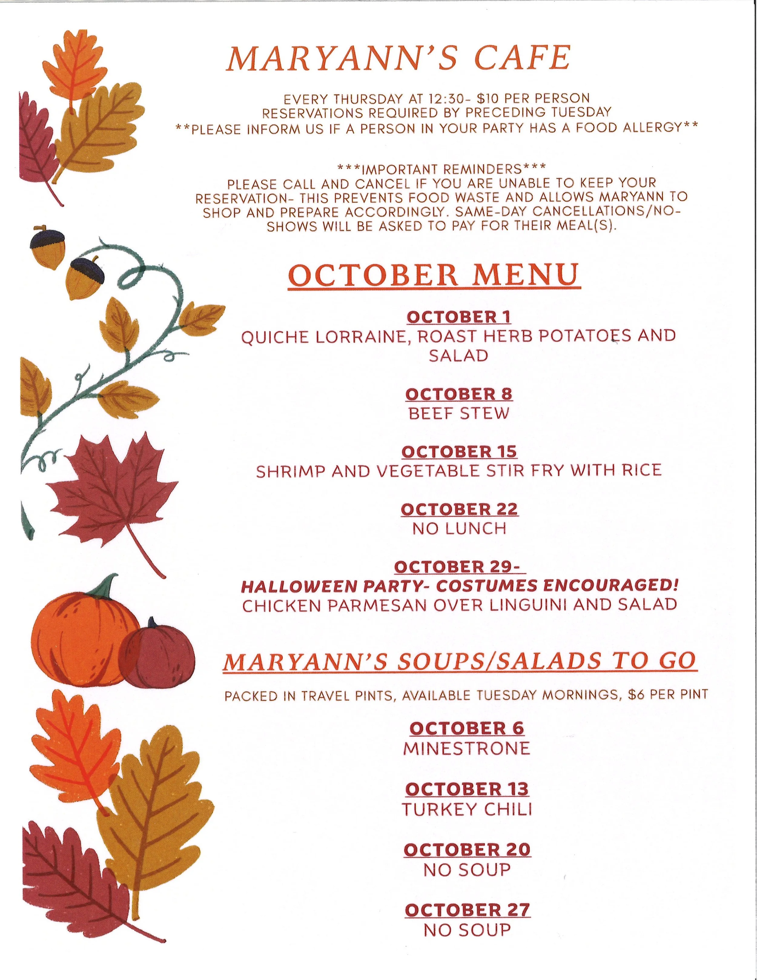 Maryann’s Cafe October 2026