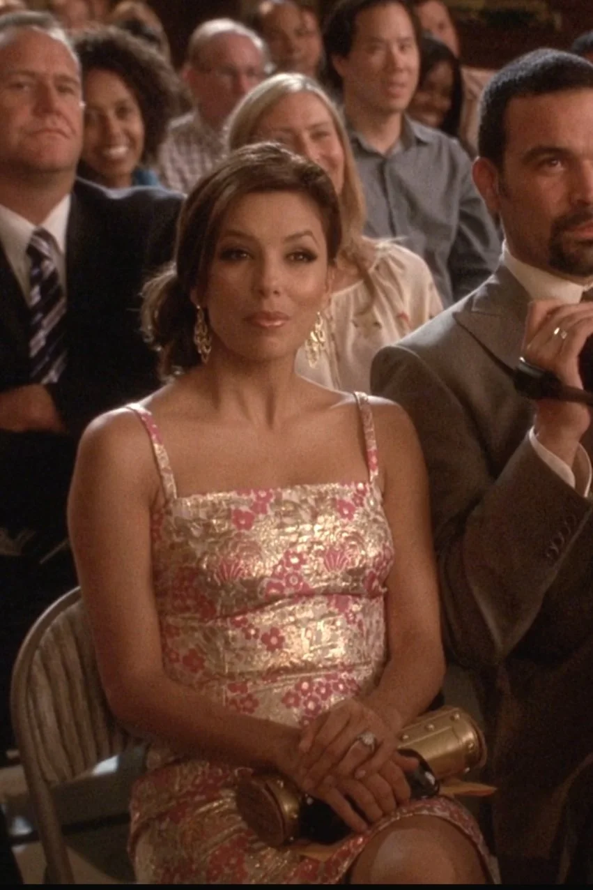 gabrielle solis pink dress Vintage Pink & Gold Metallic Dolce & Gabbana Dress As Seen On Gabby Solis  in Desperate Housewives (IT 40) — Cinema Spells