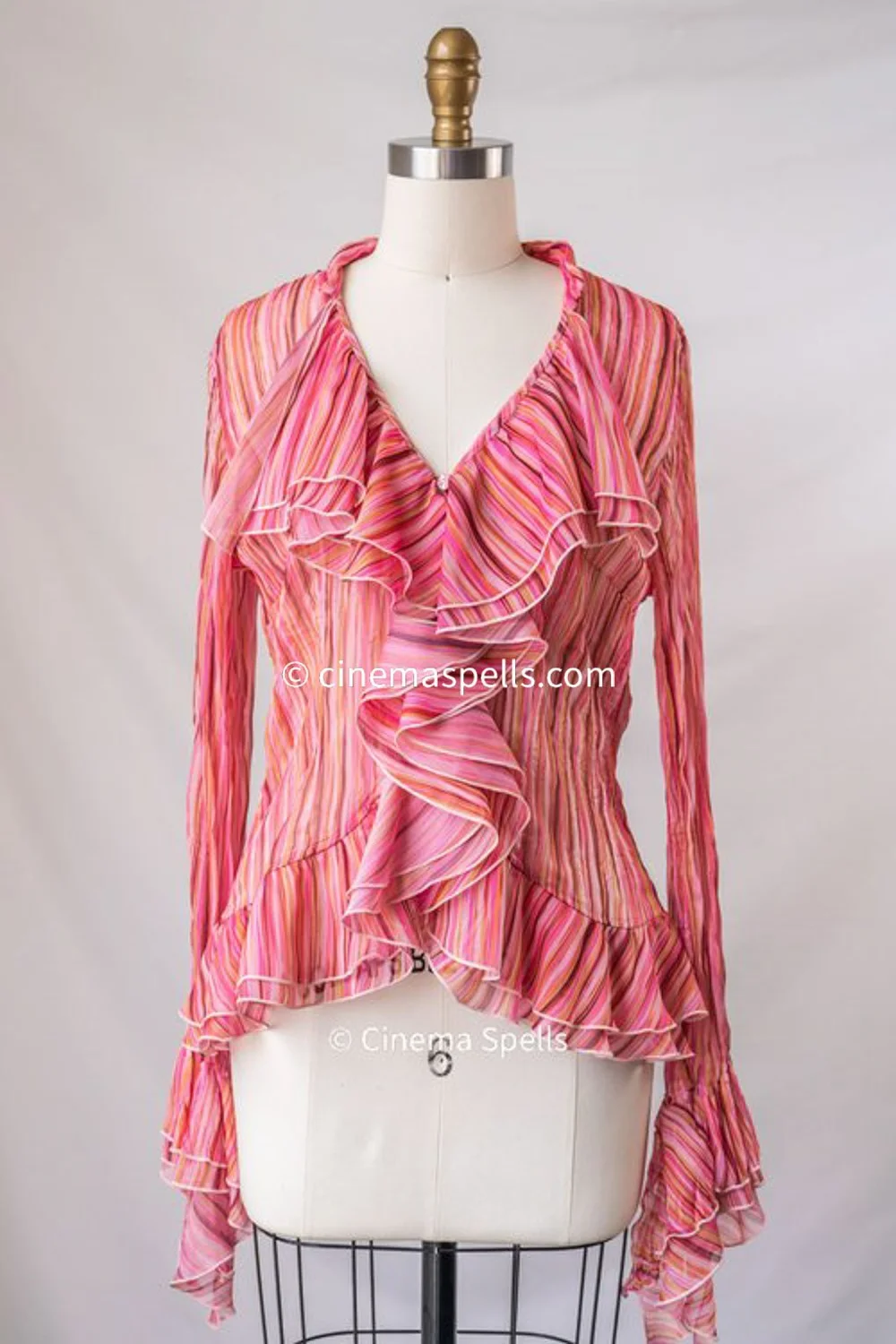 Vintage Romantic Pink Ruffle Blouse As Seen On Gabrielle Solis in 