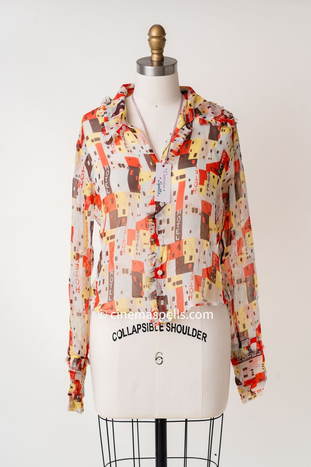 2001 Silk Frayed Hotel DVF Blouse As Seen On Phoebe on Friends ALT Anya BTVS (US 8)