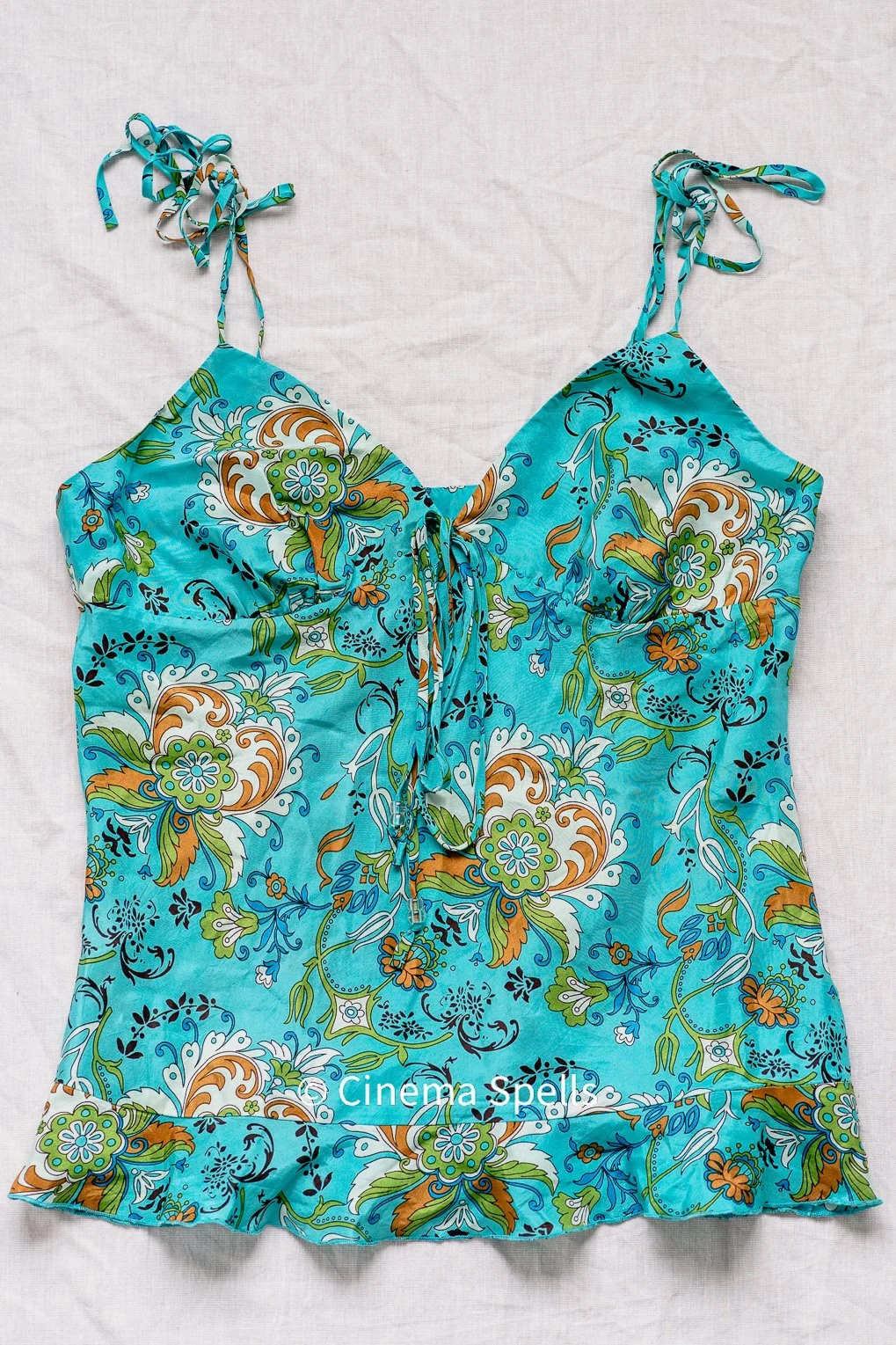 Phoebe Halliwell Charmed Blue Silk Printed Camisole Top (US XL)