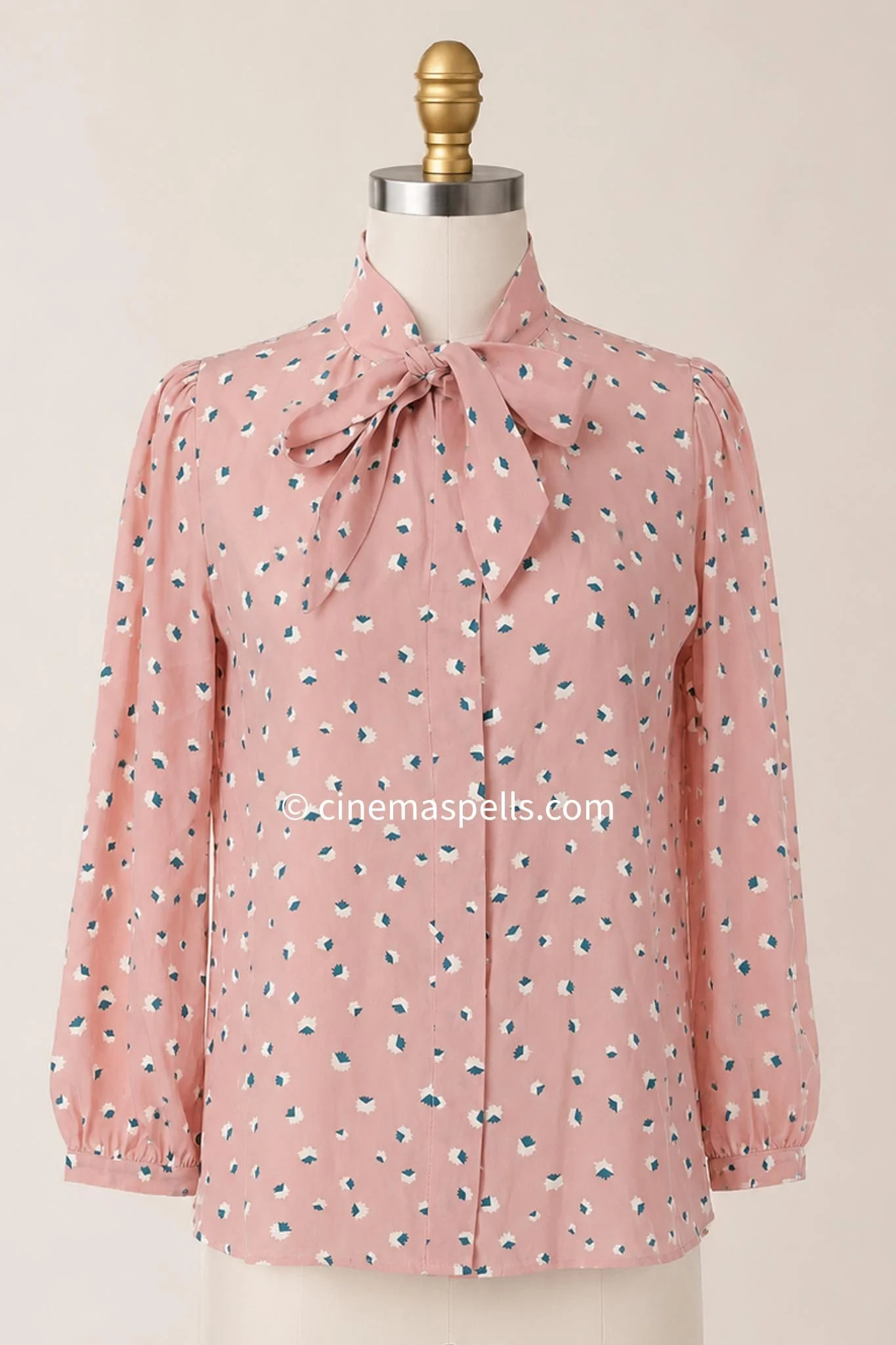 Lemon Breeland Hart of Dixie Pink Silk Bow Blouse (US 4 / Small)
