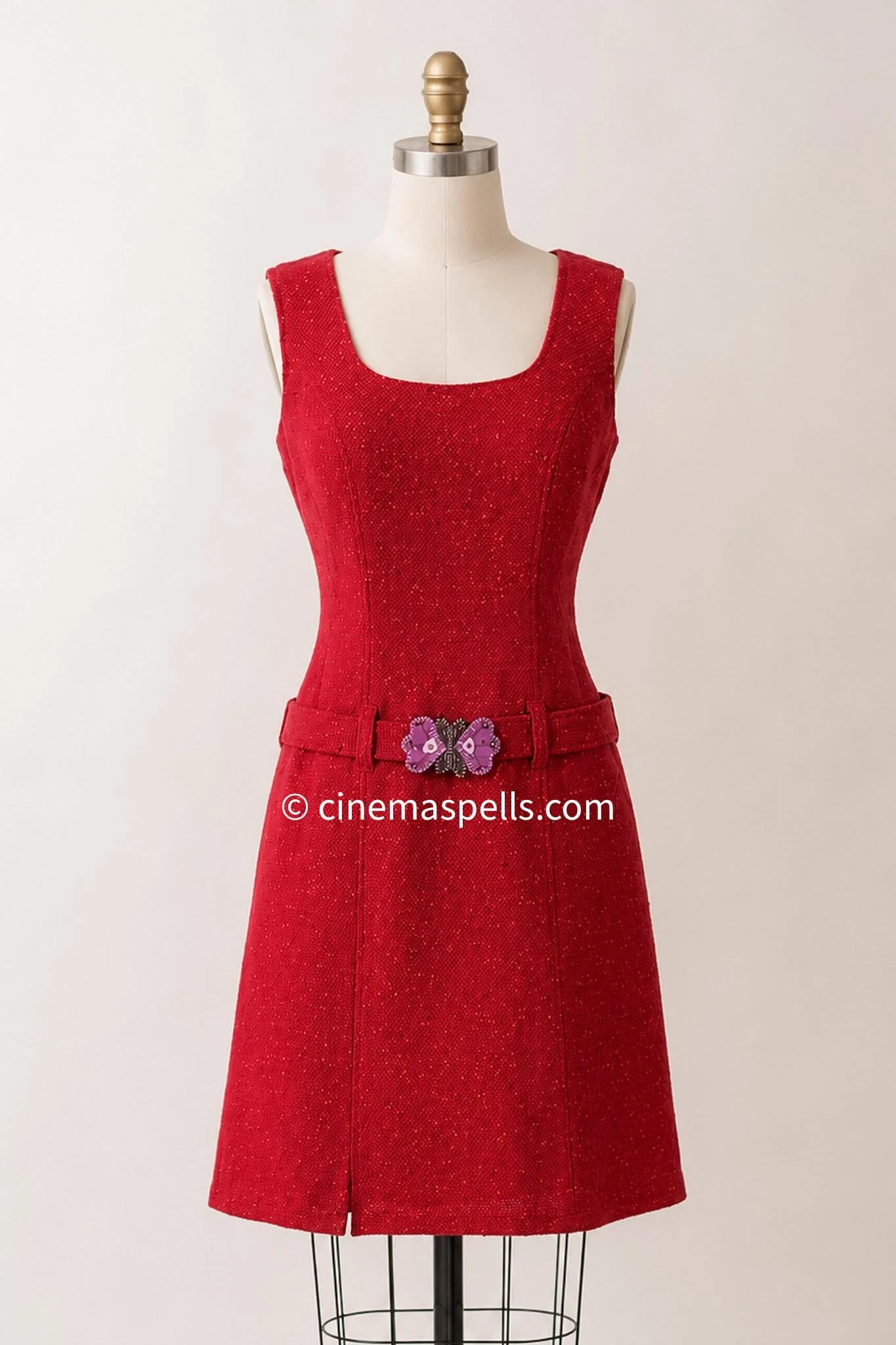 Rare Late 90s early 00s Red Nanette Shift Dress with Butterfly Belt (US 4, Small)