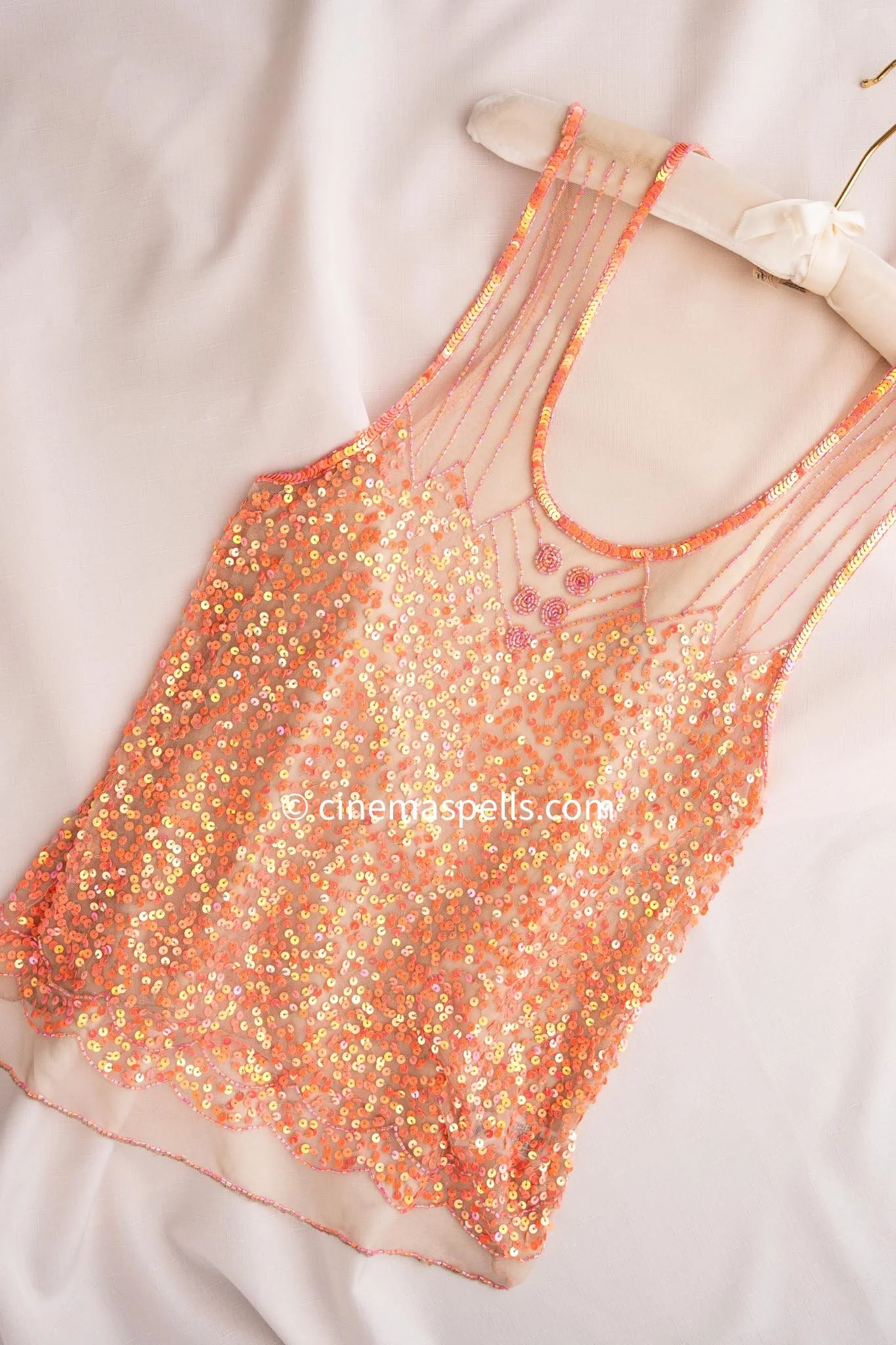 Lemon Breeland Hart of Dixie Peach Sequin Tank Top (US S, US M)
