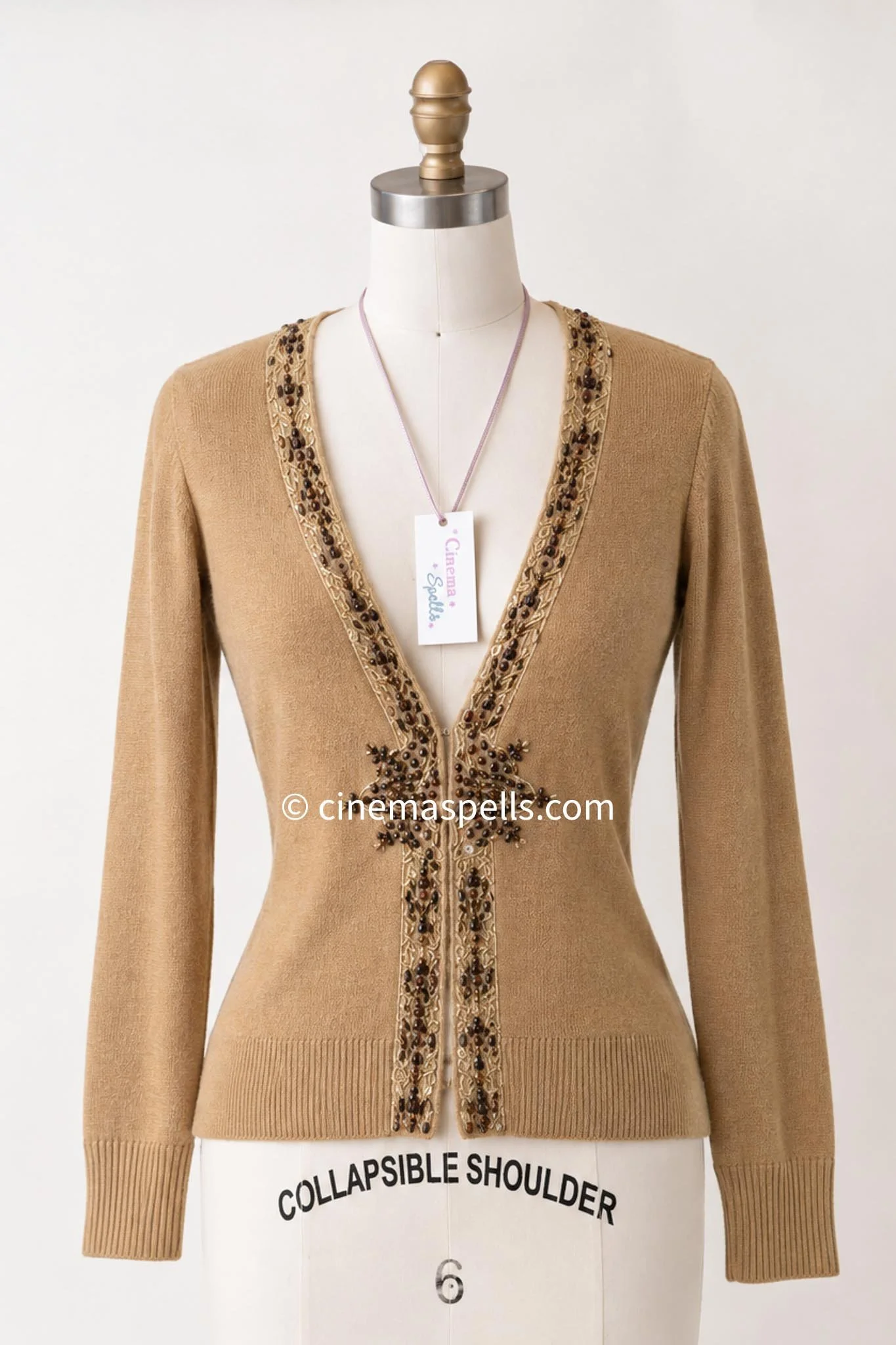 Paige Charmed Alternative Beige Embellished Cardigan — US S