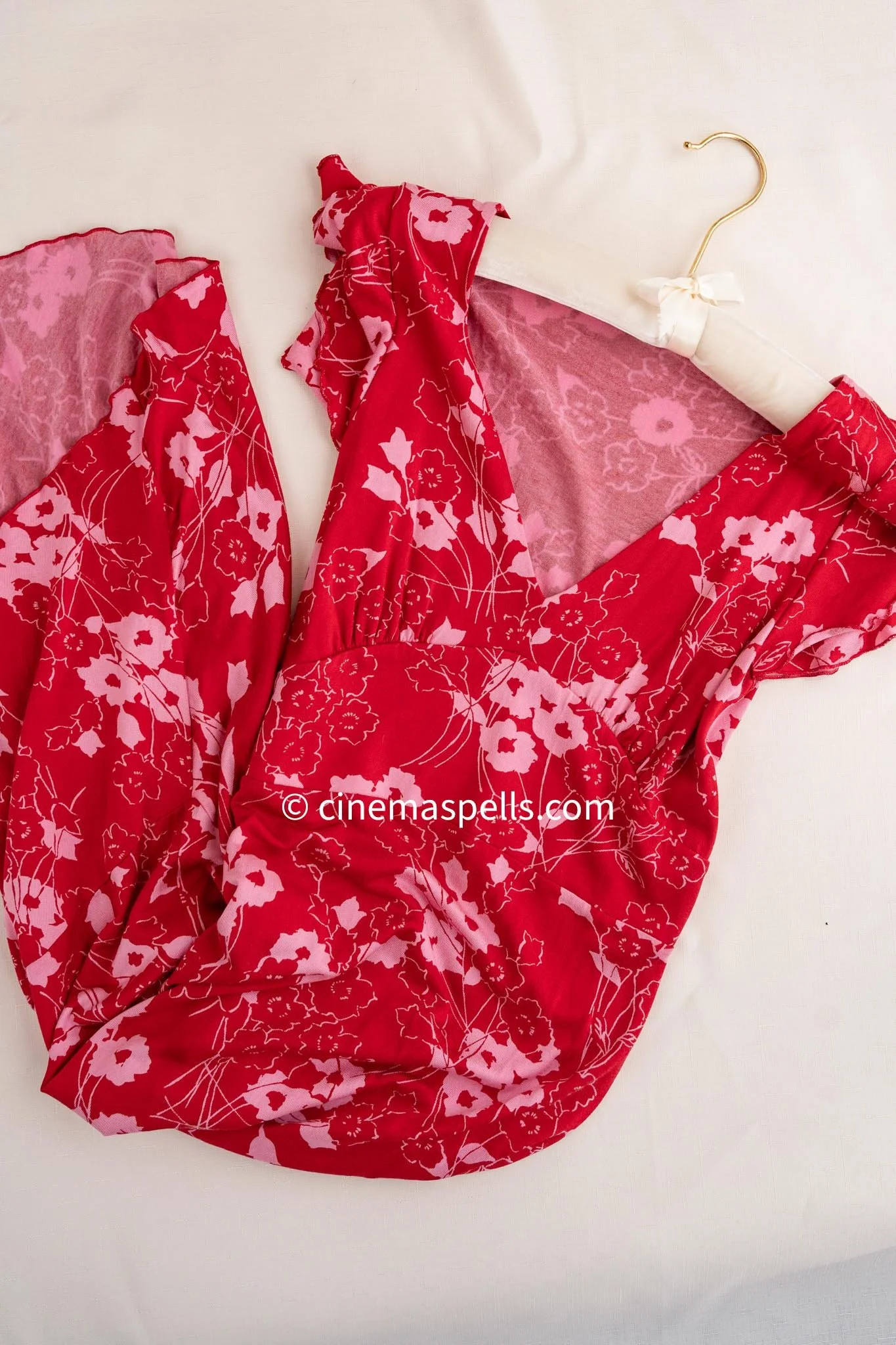 Elizabeth Just Like Heaven Floral Red Wrap Dress (XL)