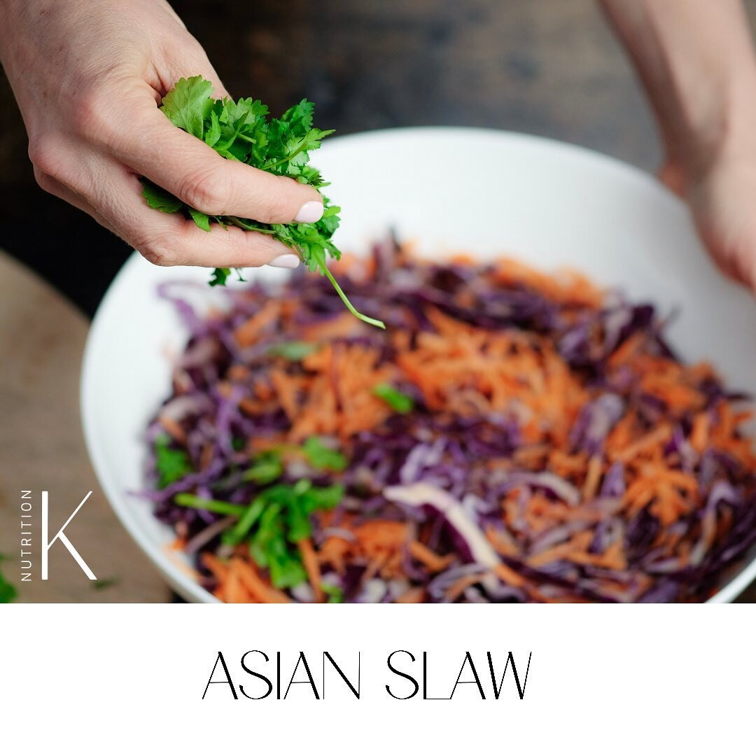 ASIAN SLAW

One of my all time favourite summer side dishes is this incredible Asian Slaw.

I absolutely love all tastes Asian and this is the most perfect addition to pretty much any lunch, bbq + supper.

Not only is it bursting with amazing flavour