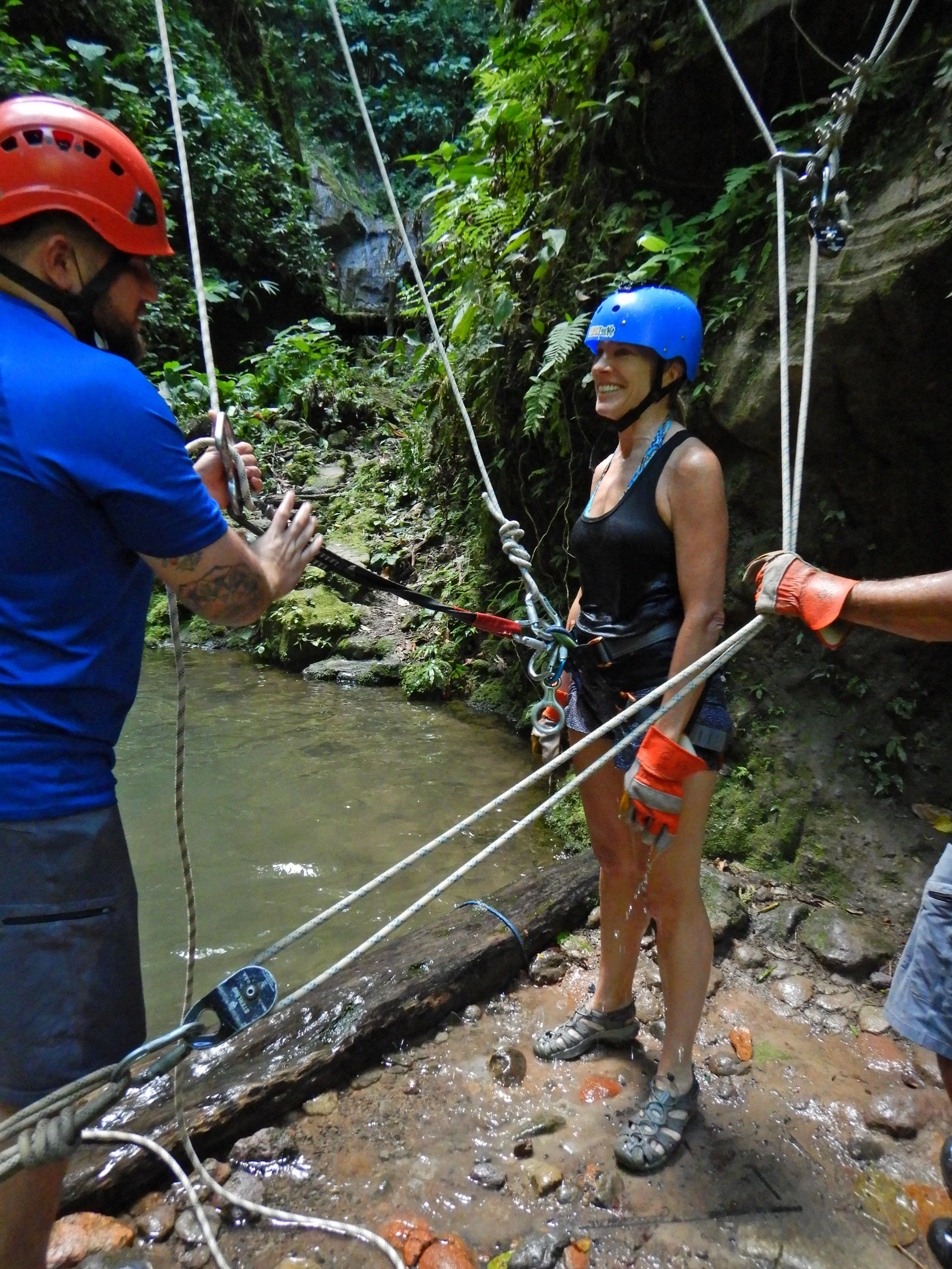  Soaking wet after the monkey drop….a free fall to the bottom of waterfall. 