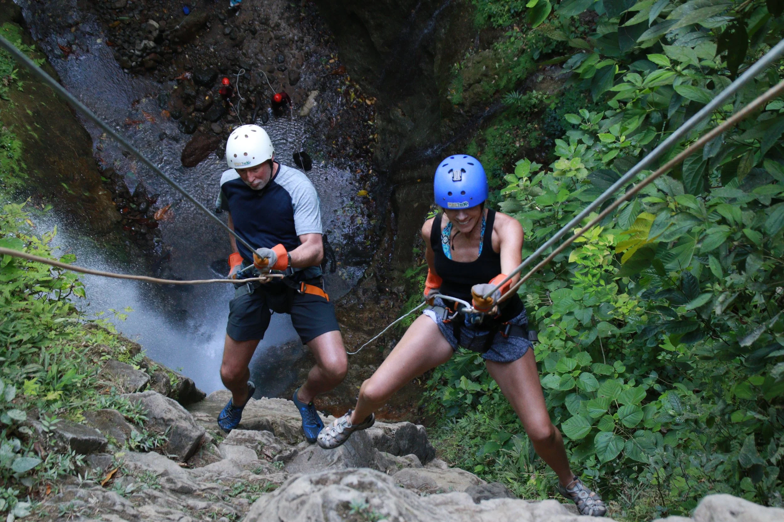  Pretty much sums up our relationship….Joe serious, wanting to be perfect at rapelling….me laughing and care free, bouncing to the bottom. 