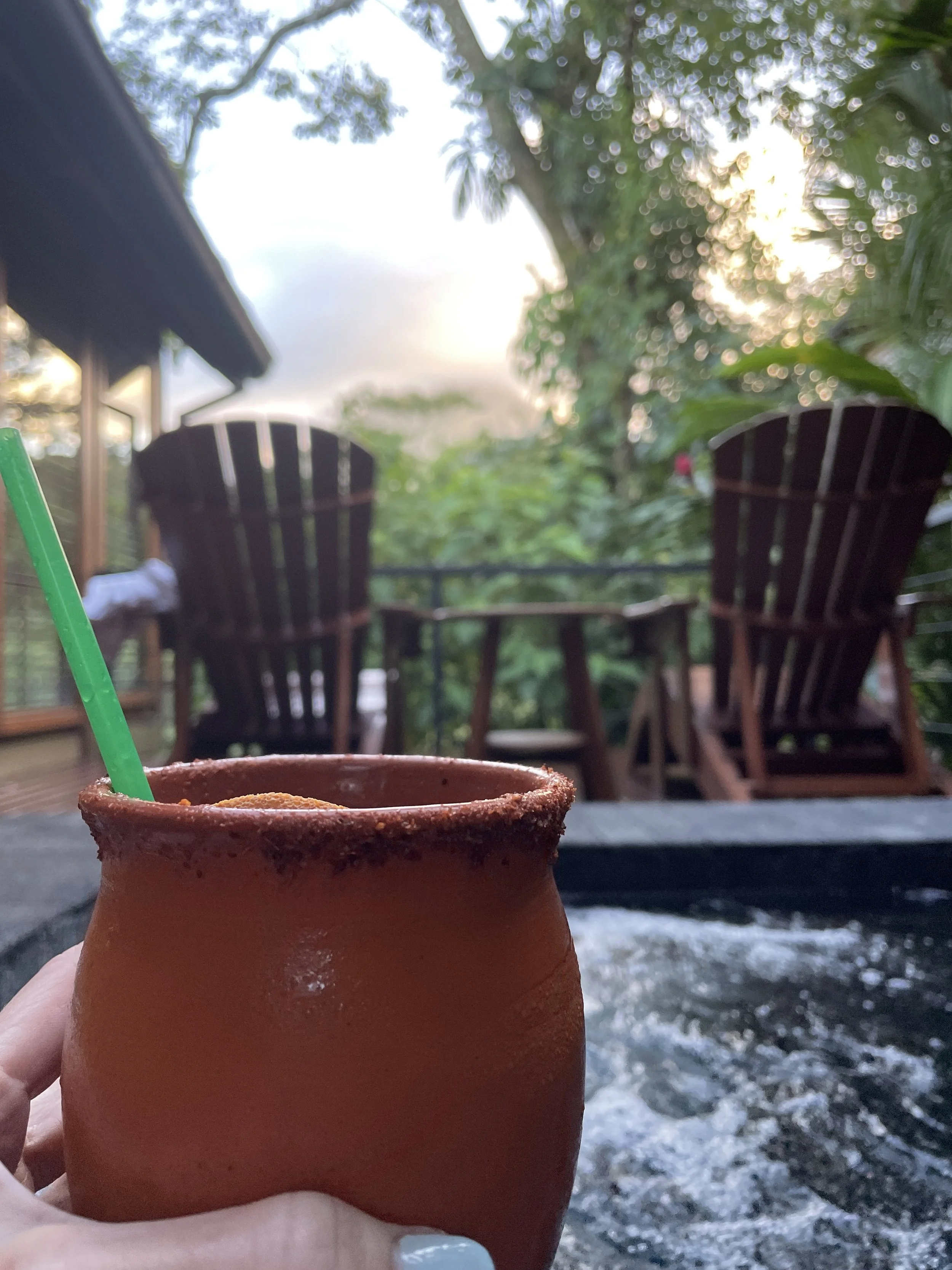  Had to have a second to go margarita to enjoy in hot tub.  The glasses they make them in are call cantarito glasses.  Made of clay…they seemed to keep the drinks cold for a long time.  I wasn’t sure Marcus thought he would get his glass back as he k