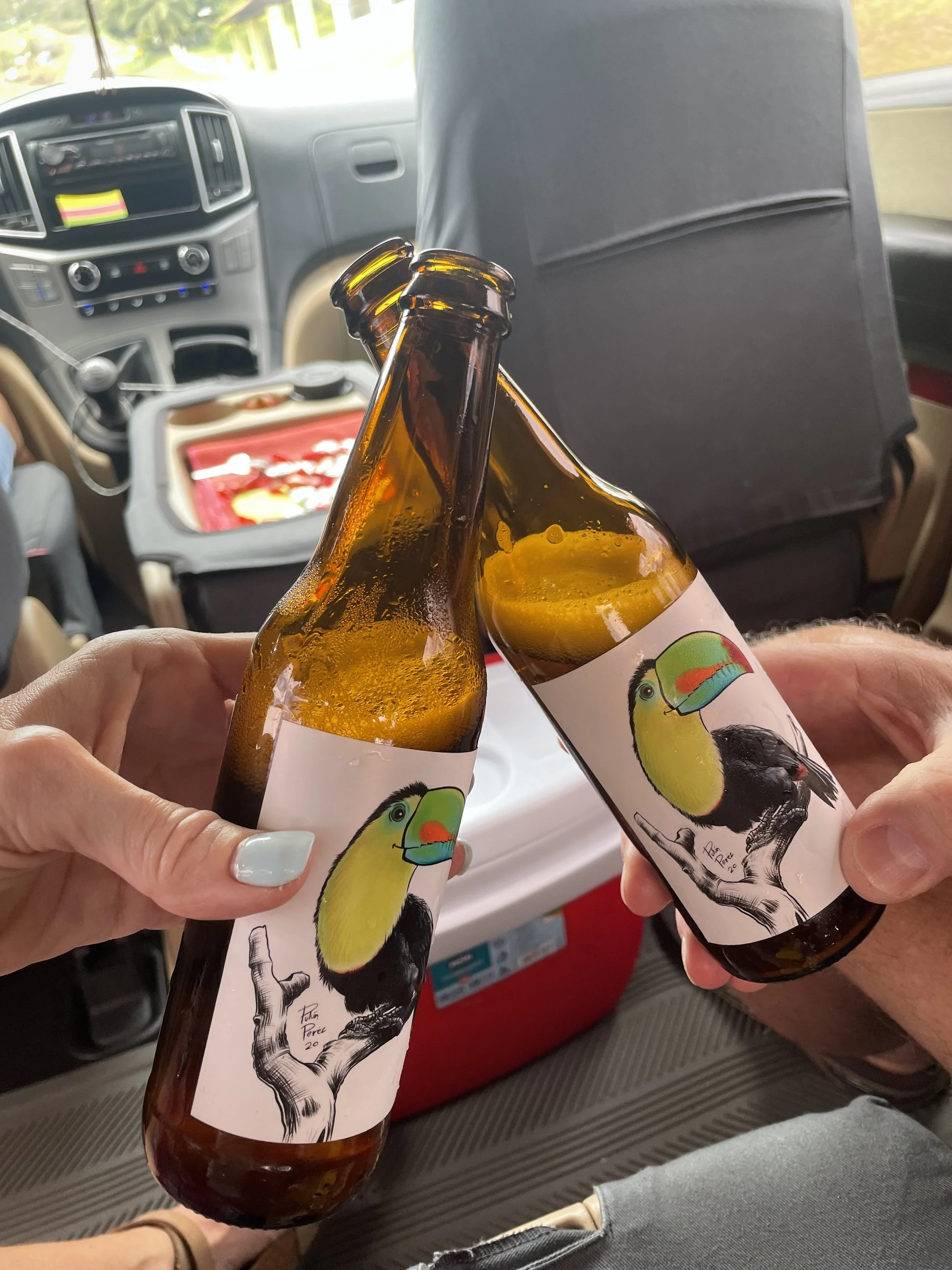  Toasting to an amazing adventure in Arenal.  Cutest label ever! 